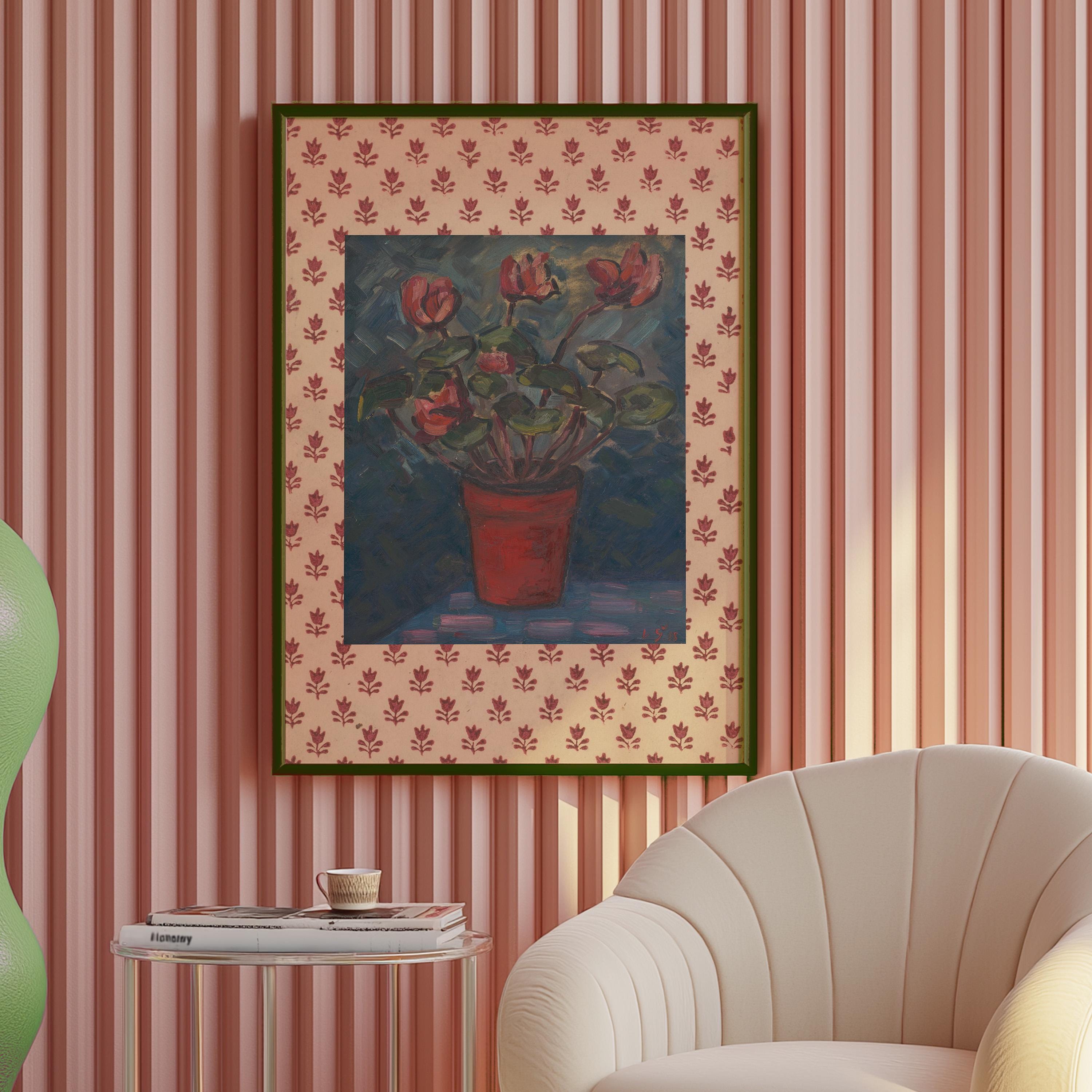 Vintage Botanical Prints: Red Floral Poster, Antique Flower Art for Nursery Decor, Retro Wall Art & Decorative Print