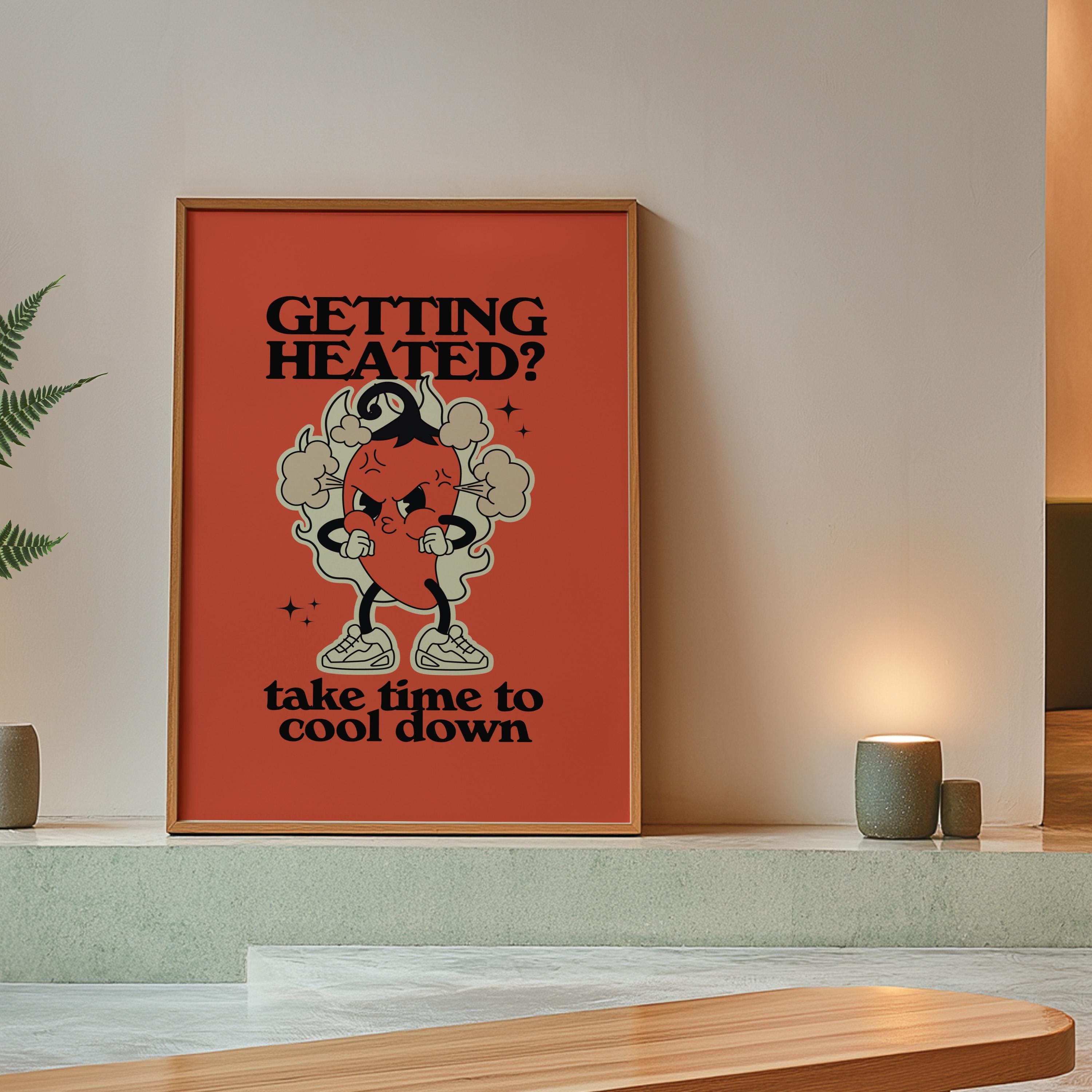 Kids Room Decor: Class Decor School Poster, Calm Classroom Art Print, Red Wall Art, Retro Cartoon Inspiration for Kids, Calm Art