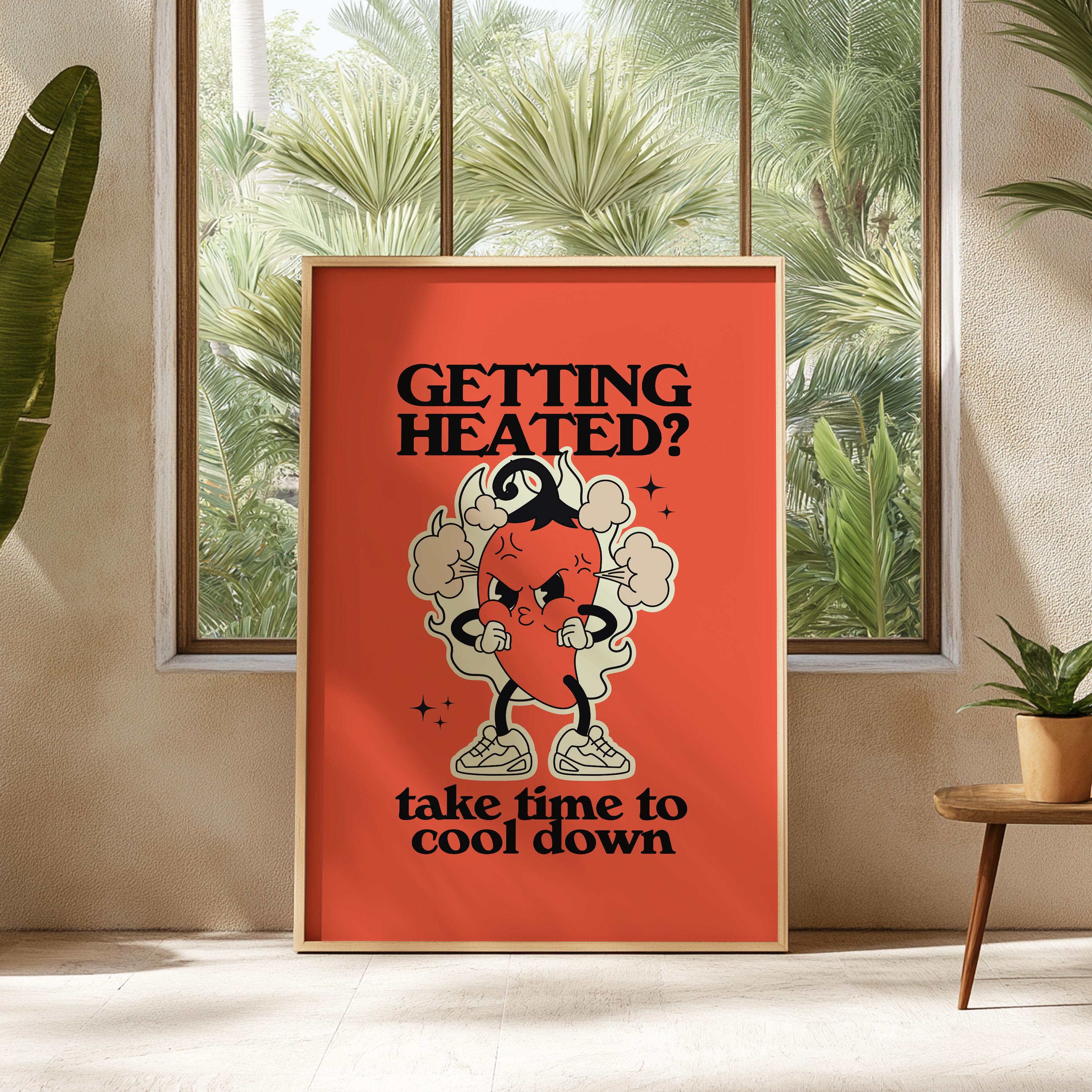 Kids Room Decor: Class Decor School Poster, Calm Classroom Art Print, Red Wall Art, Retro Cartoon Inspiration for Kids, Calm Art