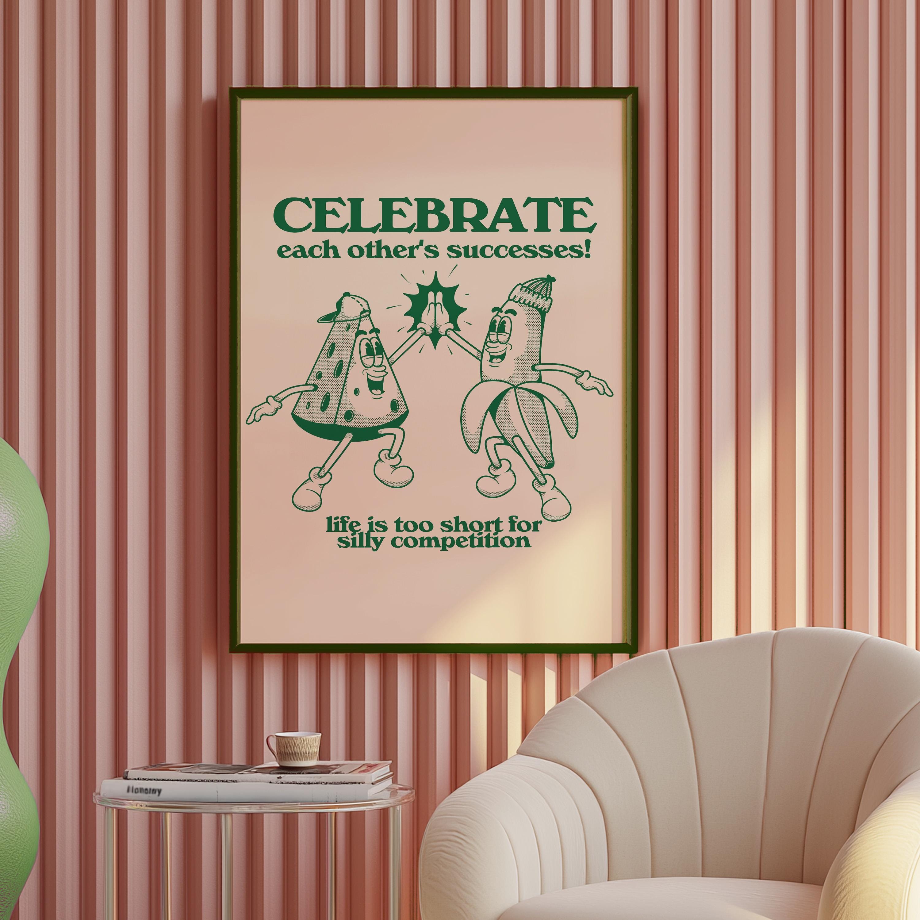 Kids Room Decor: Class Decor School Poster, Teamwork Classroom Art Print, Green Wall Art, Retro Cartoon Inspiration for Kids, Cute Art