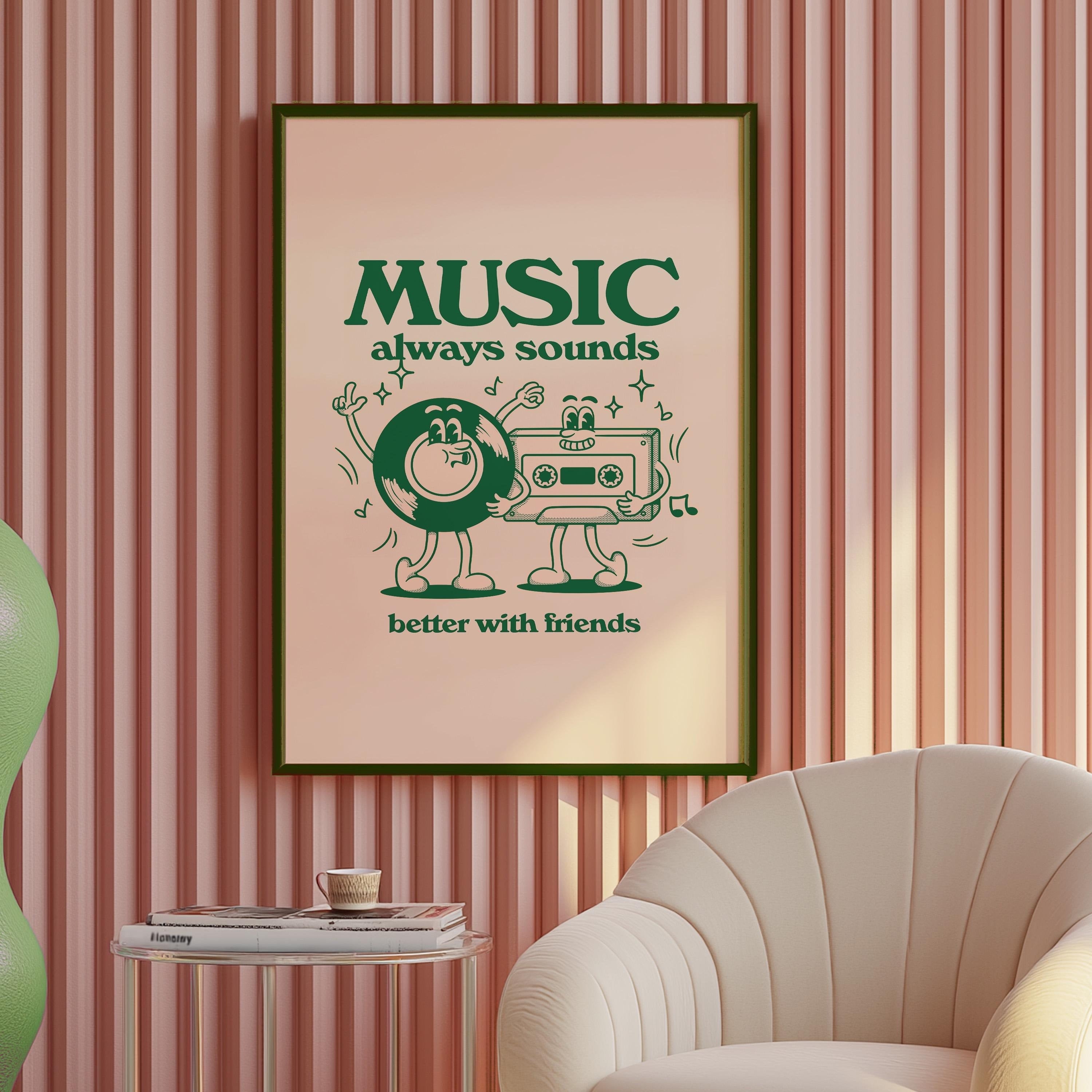 Classroom Art, Music Room Art, Downloadable Print, Cartoon Art, Music Art Print, Trendy Posters, Vintage Mascot Art, Cute Positive Poster