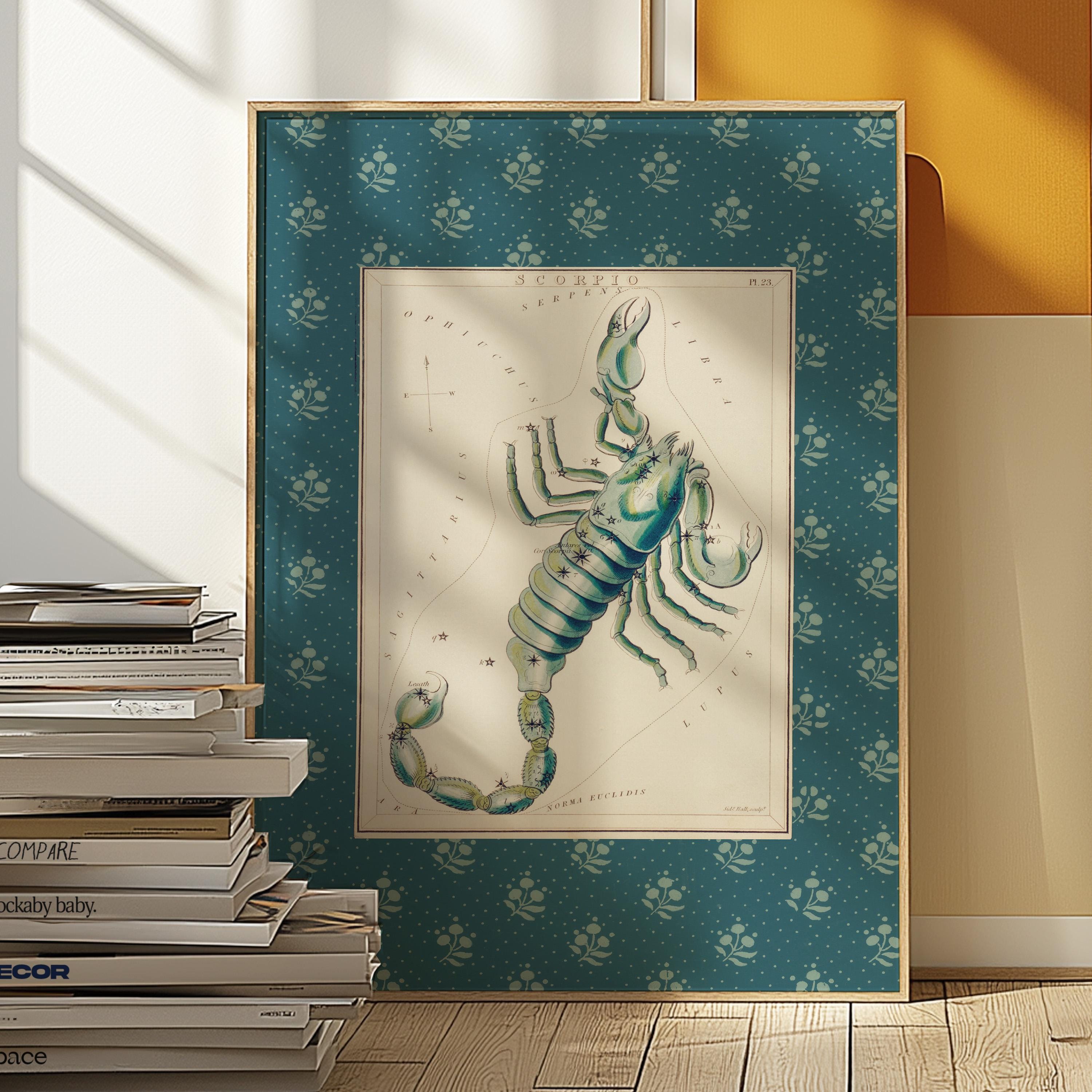 Scorpio Poster - Vintage Astrology Wall Art, Cosmos Solar System Print, Stars Map Home Decor, Zodiac Art for Astrology Lovers