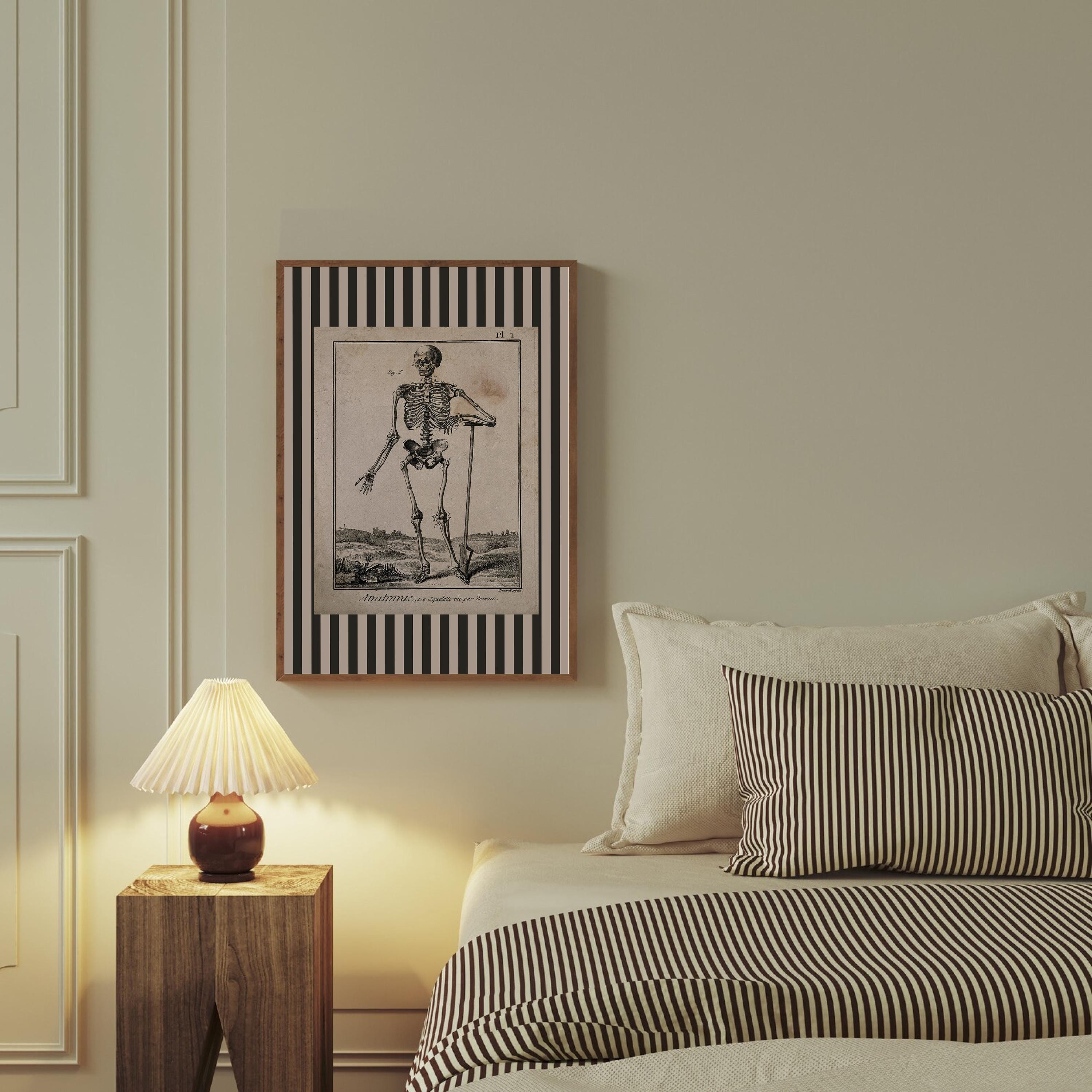 Vintage Decor, Art for Kids Room, Skeleton Wall Art, Vintage Art Print, Spooky Decor, Vintage Drawing, Retro Illustration art