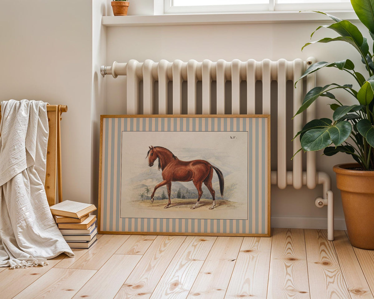 Horse Art Print | Vintage Nursery Decor, Equestrian Wall Art for Boys Room, Horse Lover Gift, Digital Download Painting, Horse Decor