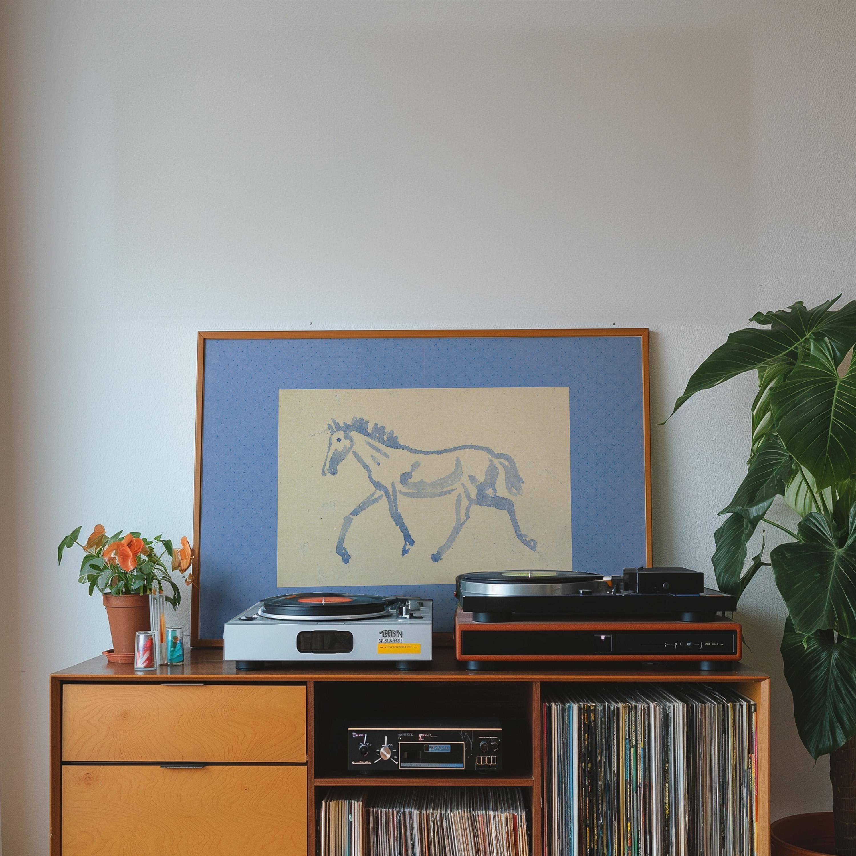 Vintage Horse Painting, Horse Portrait, Blue Horse Decor, Boys Room Decor, Watercolor Nursery, Equestrian, Farmhouse Decor, Fabric Mat