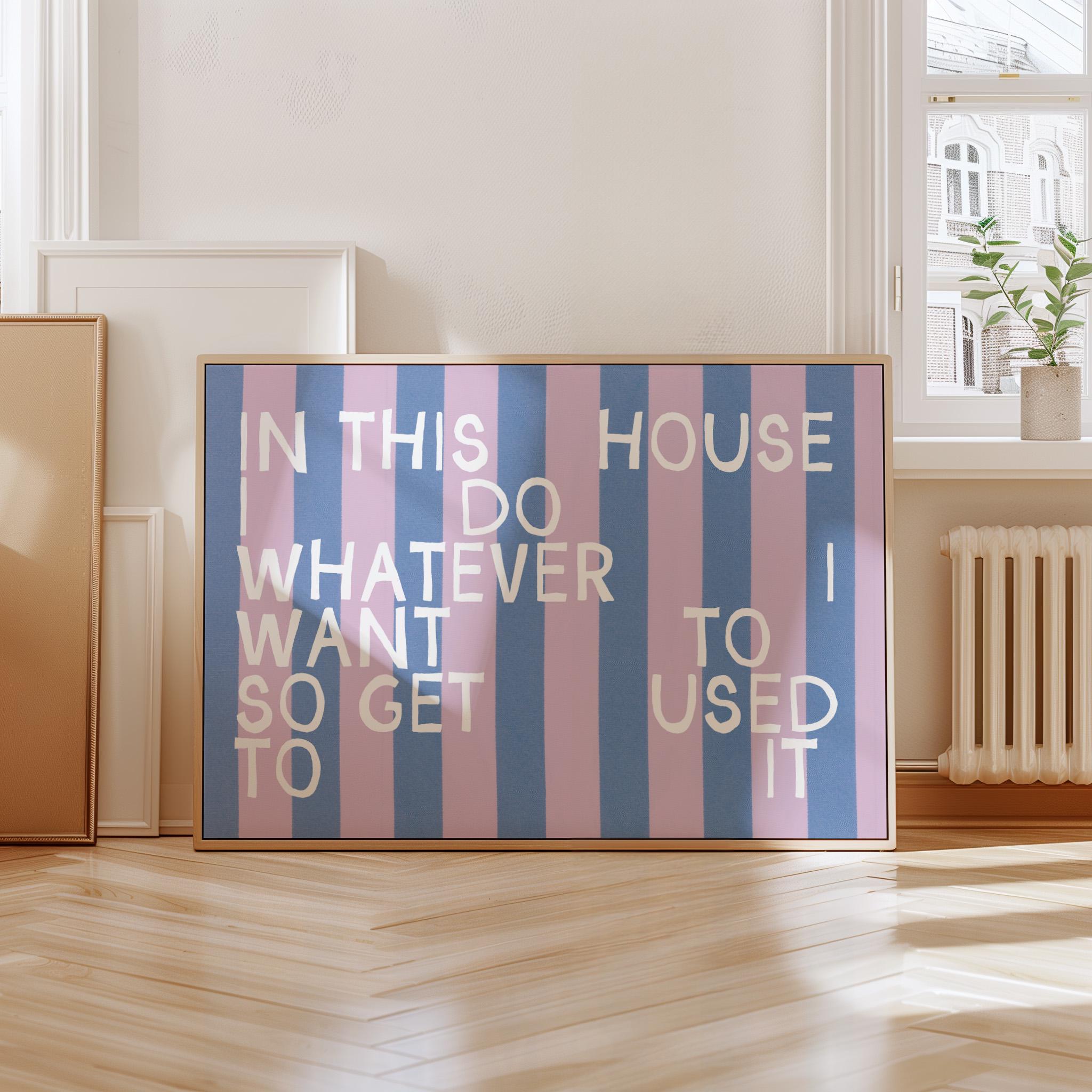 Apartment Wall Art, Girl Apartment Decor, Typography Print, Living Room Decor, Girly Bedroom, Blue and Purple Print, Striped Typography art