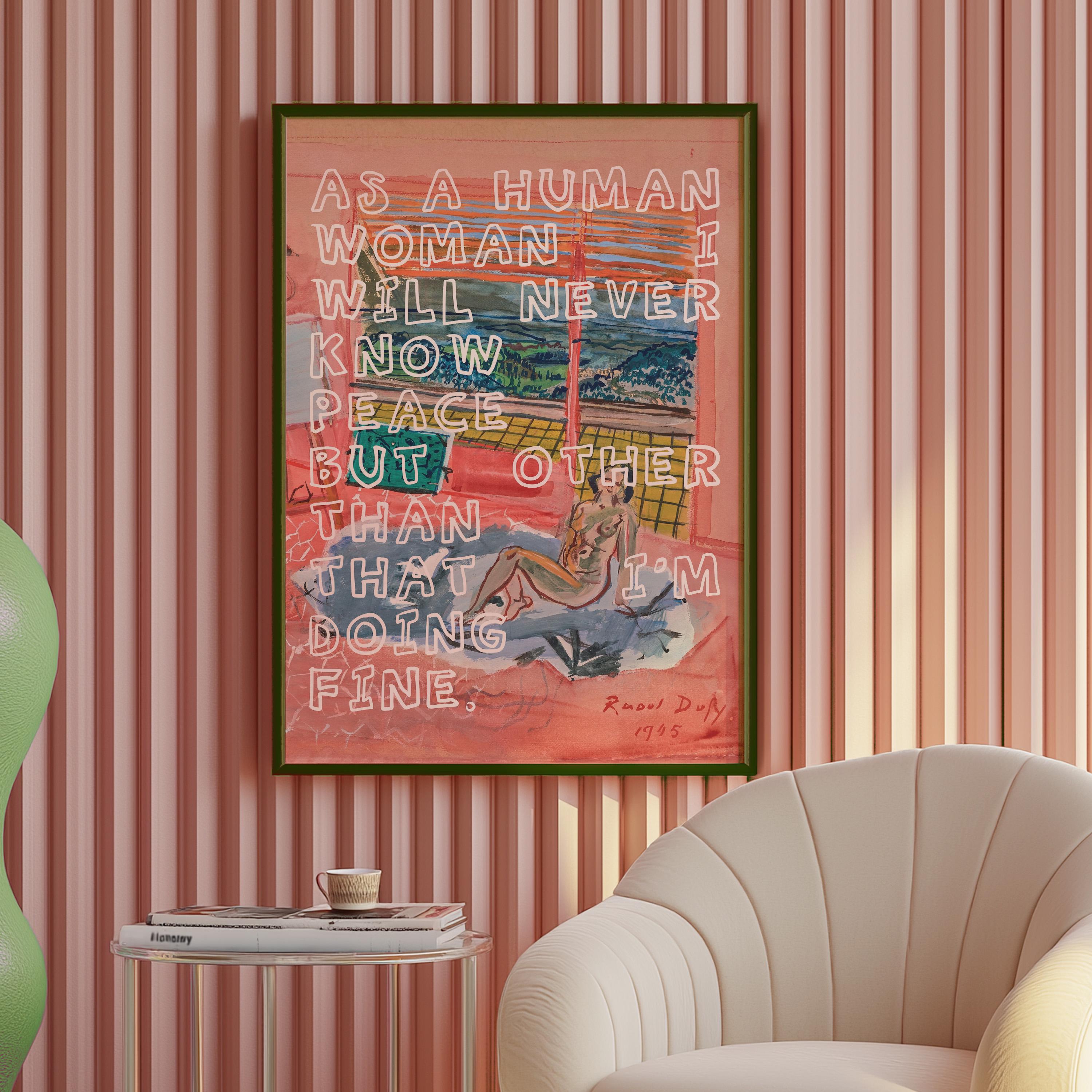 Altered Painting Art, Pink Maximalist Poster, Classic Sketch Print, Pink Bauhaus Art, Exhibition Poster, Fauvism Art Decor, Feminist Decor