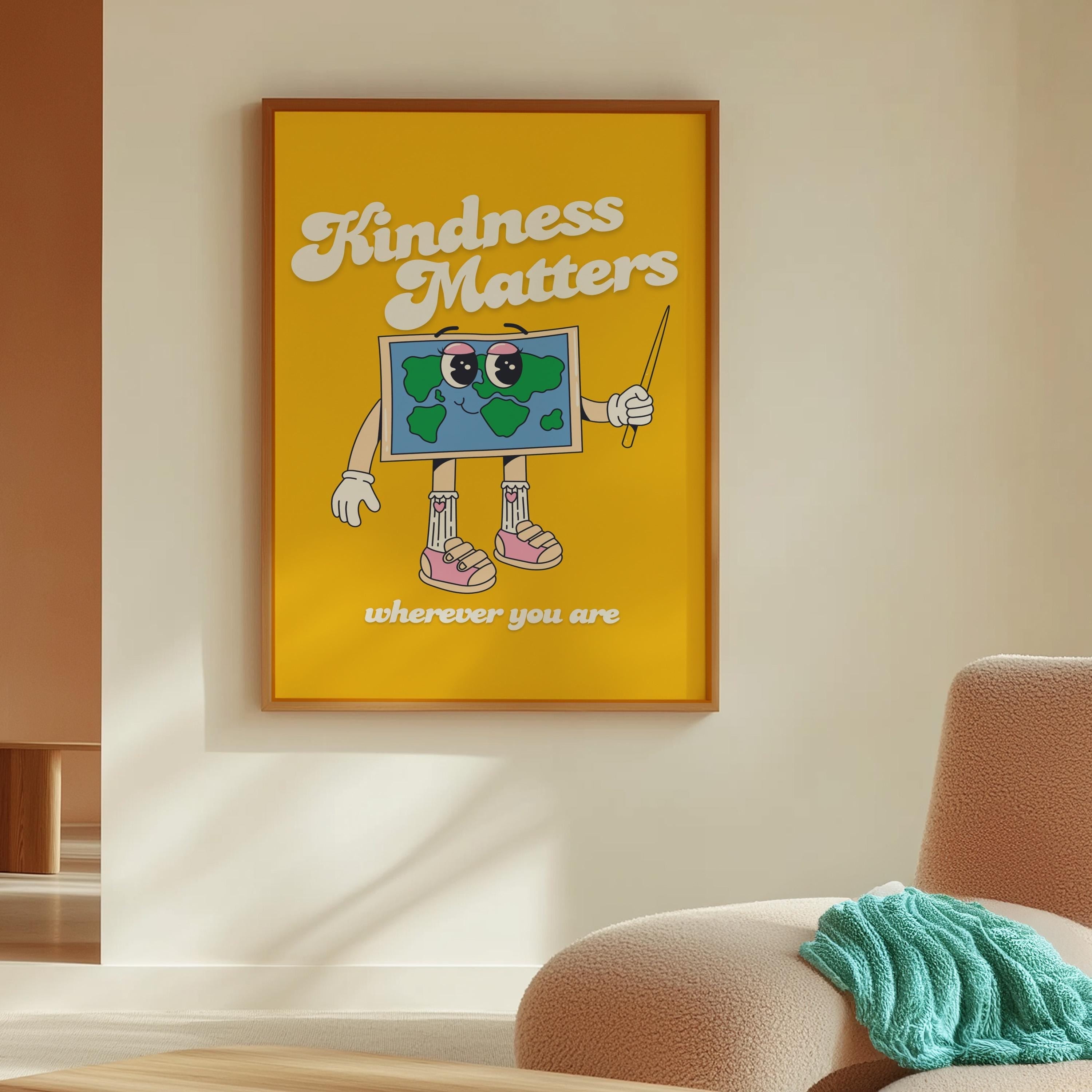 School Print, Inclusivity Digital Print, Instant Download, Kindness Matters Art, Retro Art Print, Classroom Posters, Kids Room Art