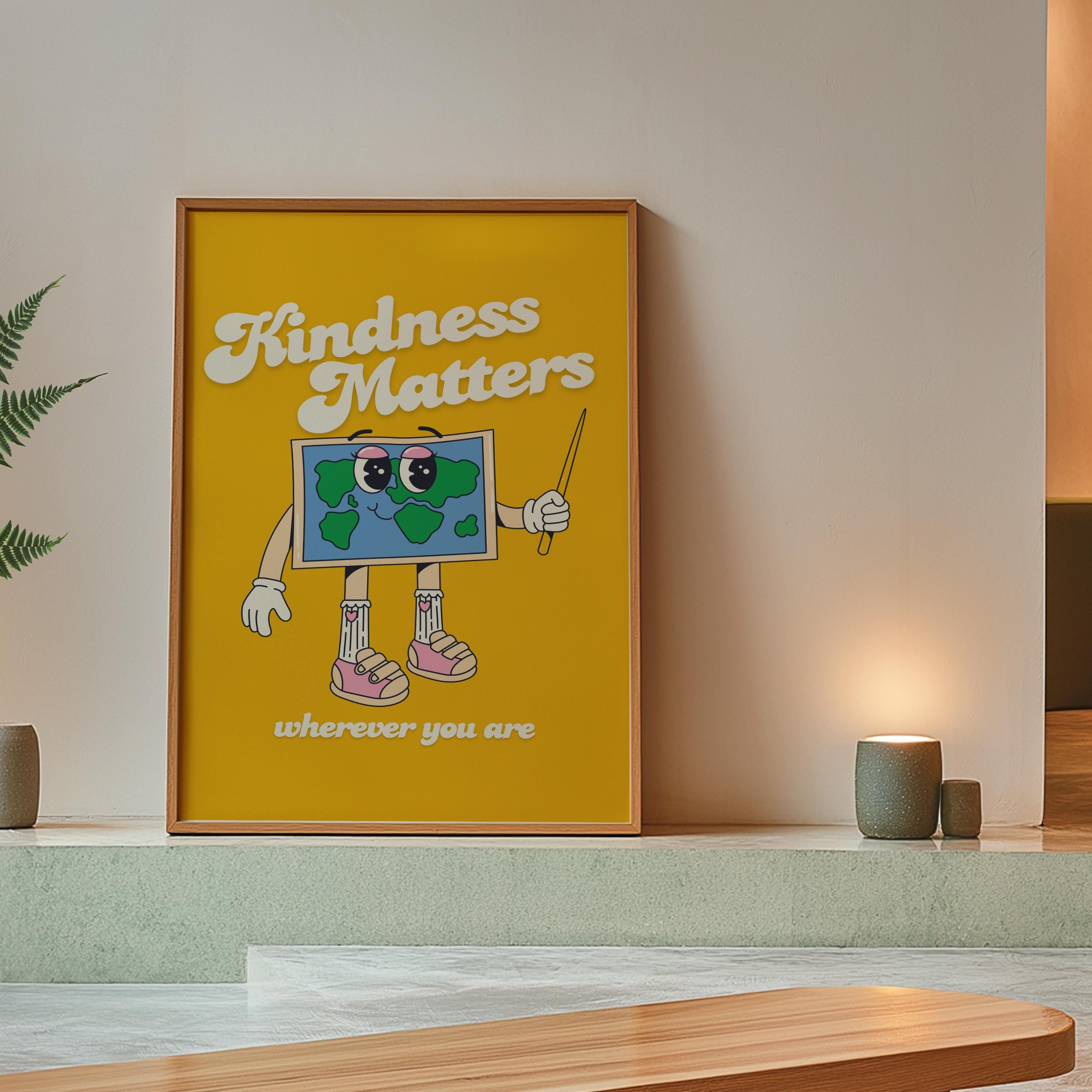 School Print, Inclusivity Digital Print, Instant Download, Kindness Matters Art, Retro Art Print, Classroom Posters, Kids Room Art