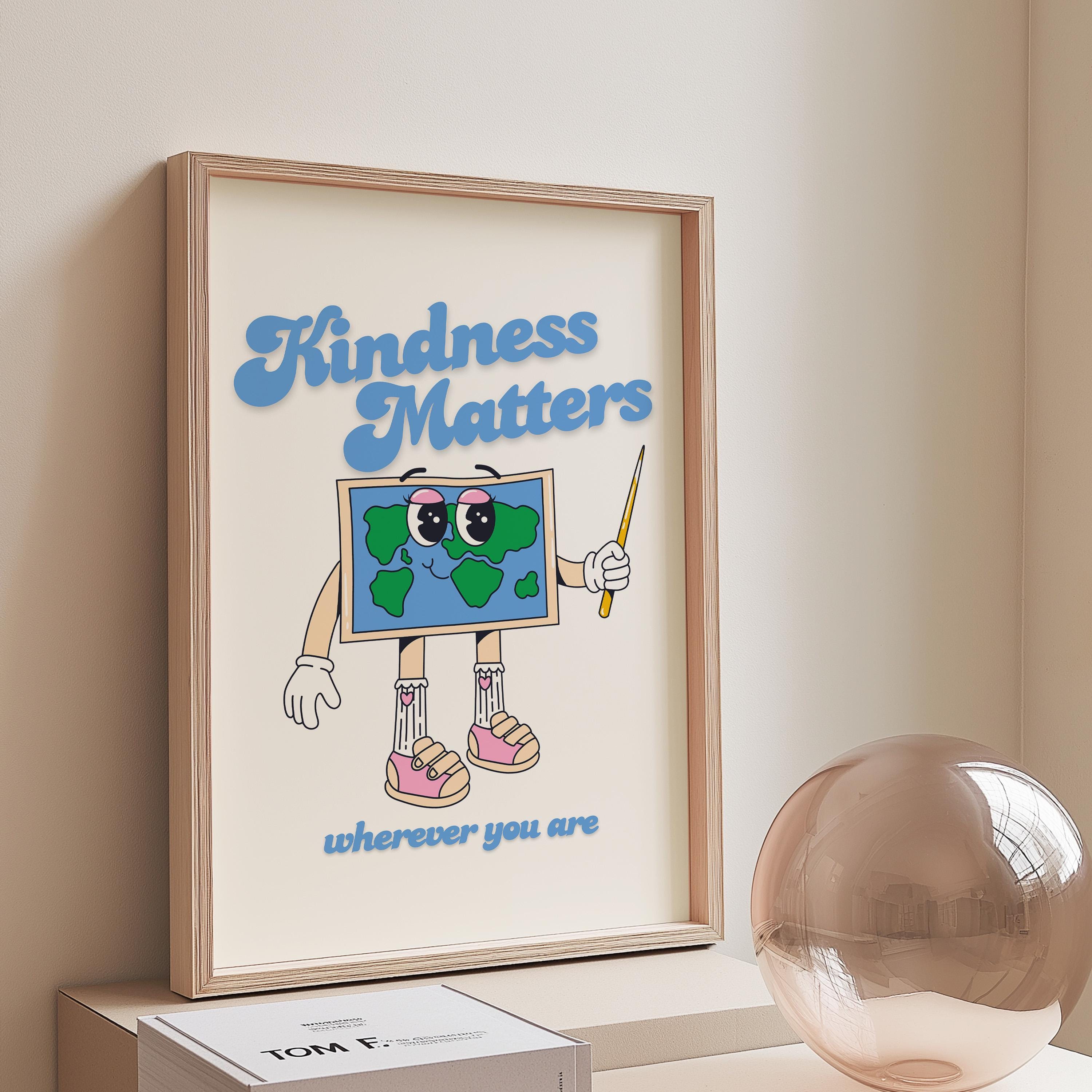 School Print, Inclusivity Digital Print, Instant Download, Kindness Matters Art, Retro Art Print, Classroom Posters, Kids Room Art