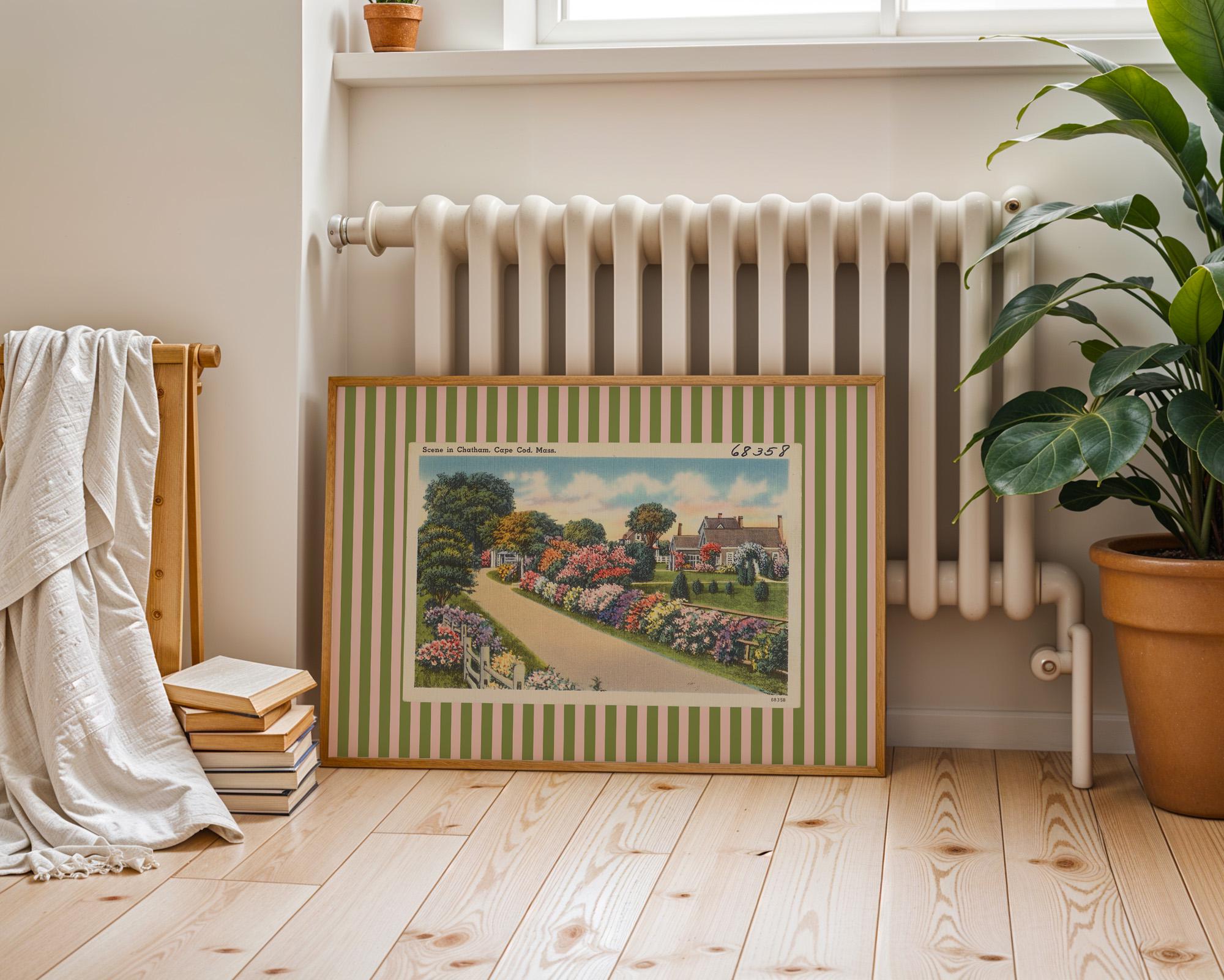Beach Art Decor, Vintage Floral Art, Cape Cod Art, Trendy Striped Art, Vintage Photo Art, Vintage Art Print, Girls Room Art, Kids Room Decor