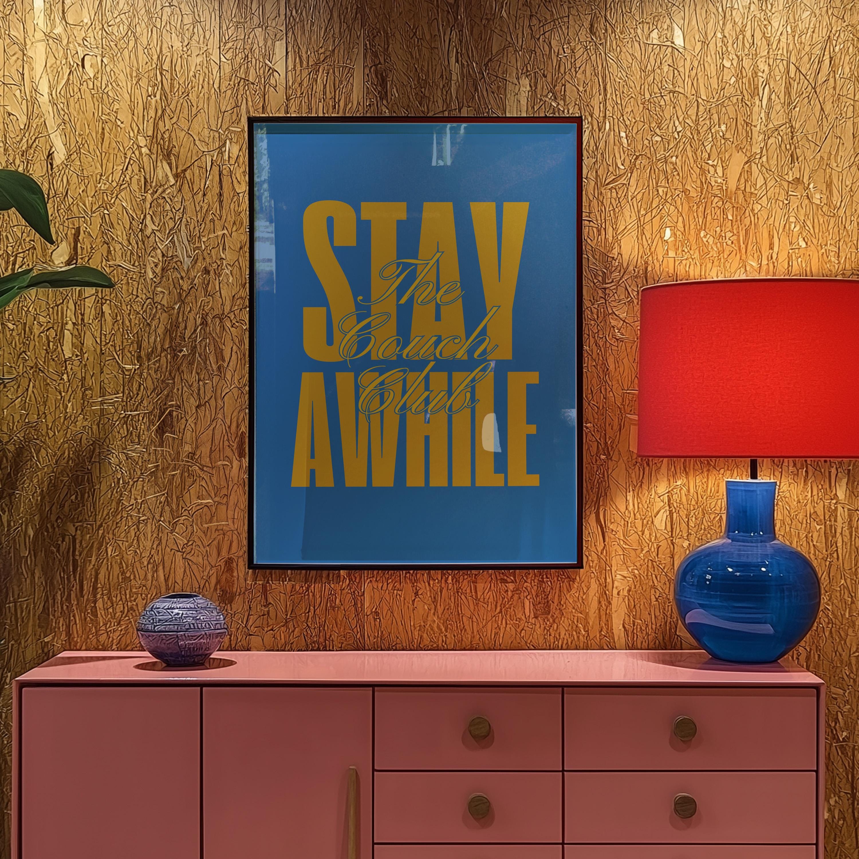 Couch Club Living Room Print, Couch Club Print, Retro Bedroom Art, Y2K Wall Art, Funny Art, Blue Room Wall Art, Vintage Print, Sofa Print