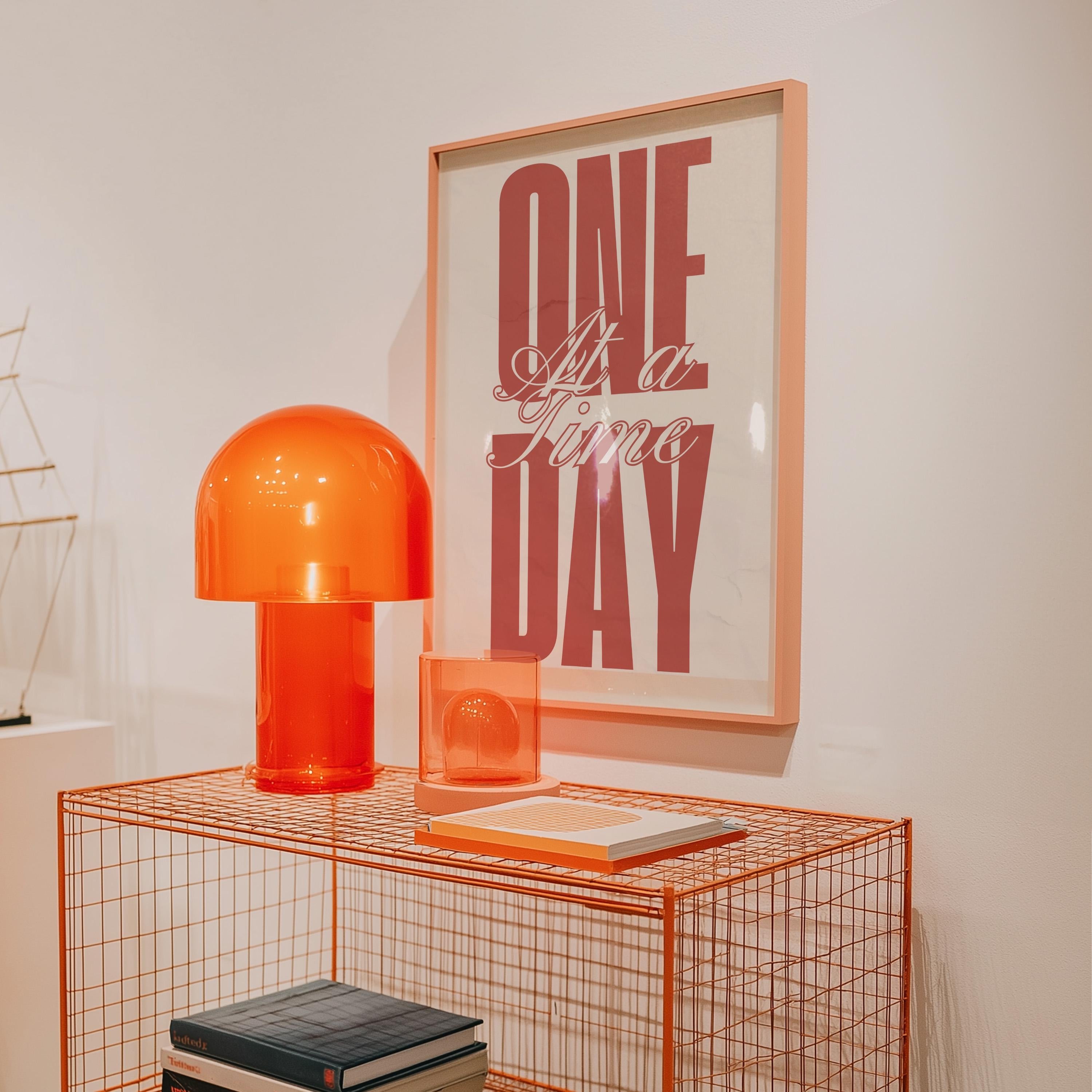 One Day At A Time Print | Positive Affirmation Typography & Motivational Quote | Colorful Inspirational Printable Decor