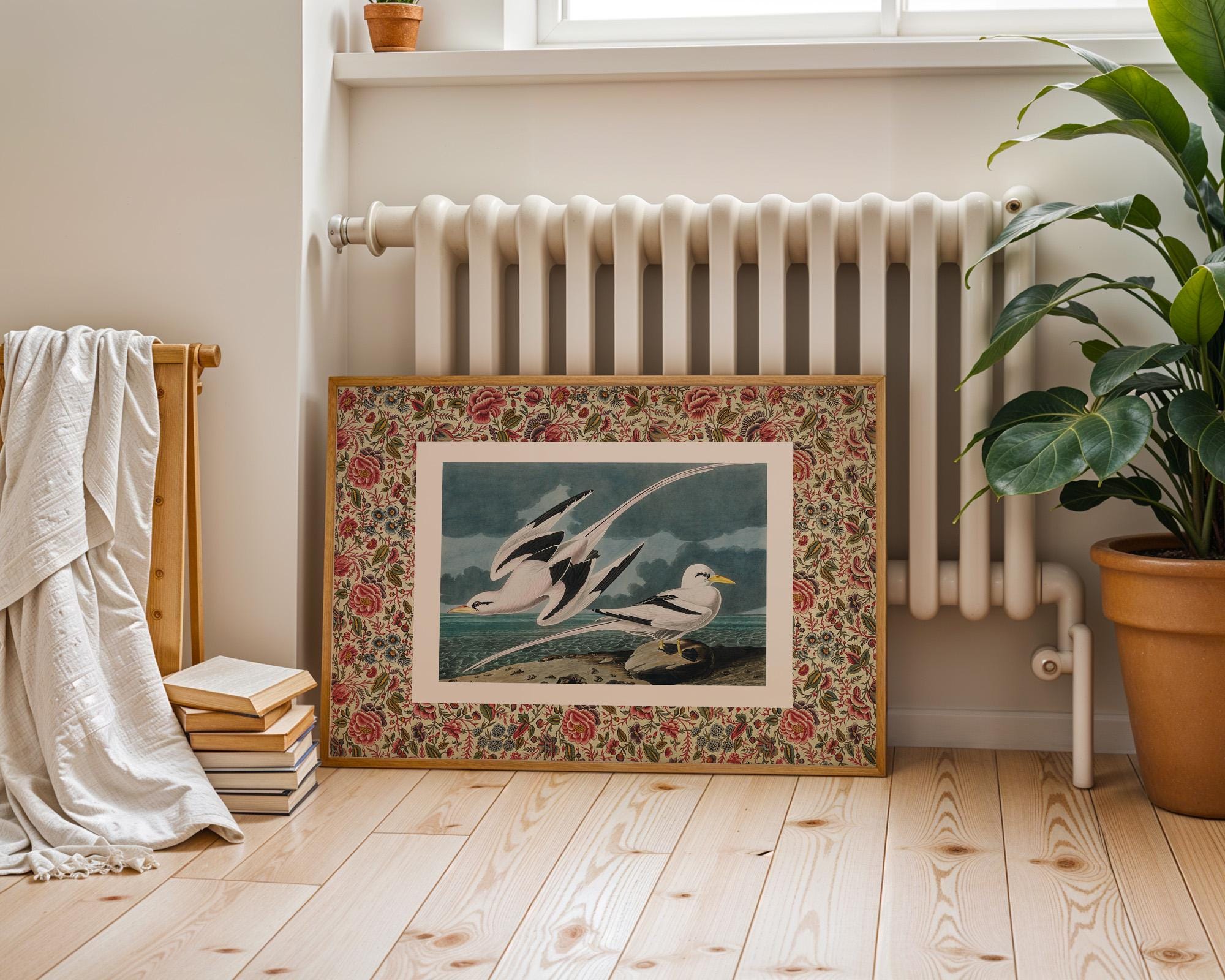 Floral Bird Print, INSTANT Digital Downloadable Wall Art, Trendy Decor, Nautical illustration, Living Room Art, Cottagecore, Girls Nursery