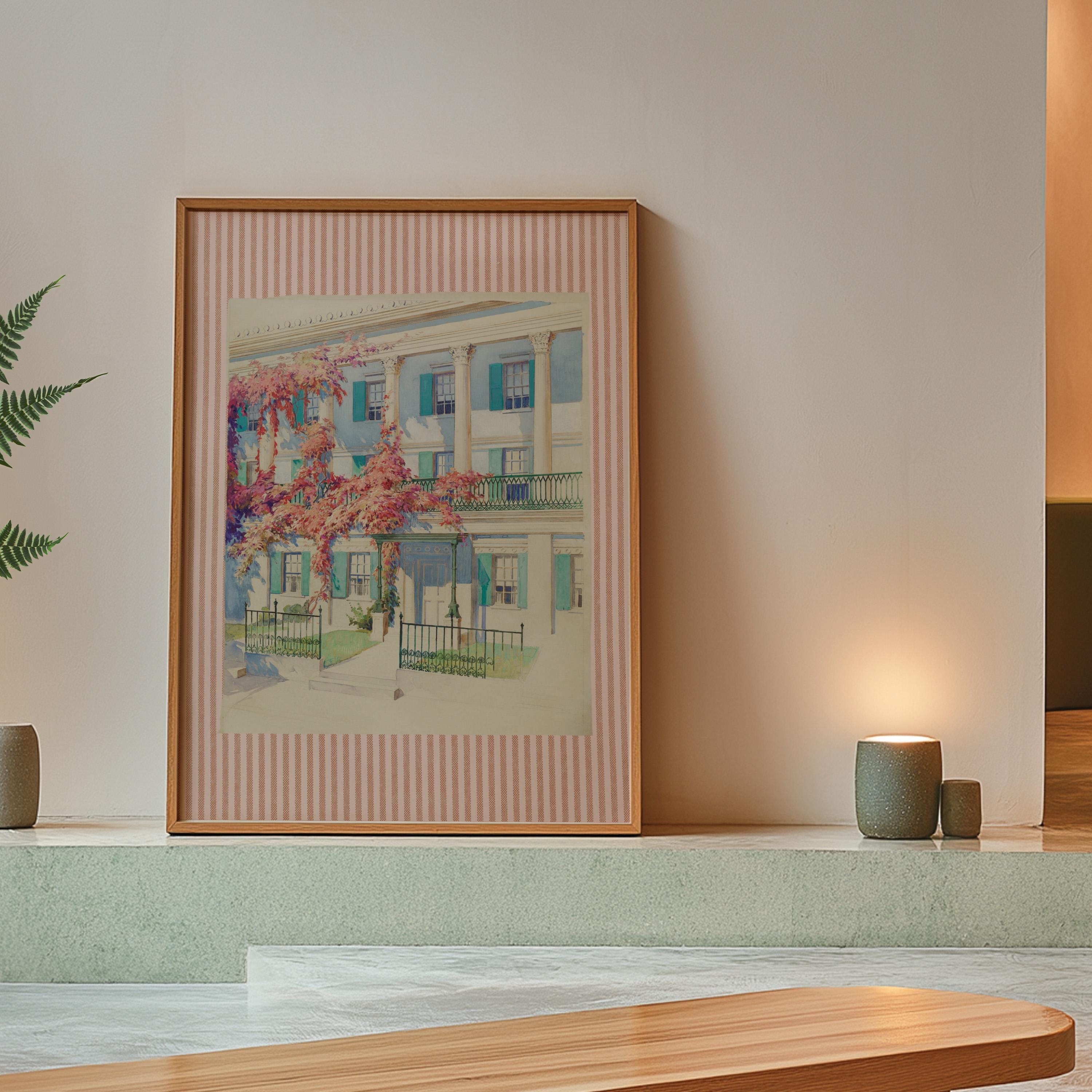 Modern Southern Wall Art, Coastal Grandma Digital Download, Preppy Grandmillennial Art, Instant Southern Art, Wall Decor Print, Architecture