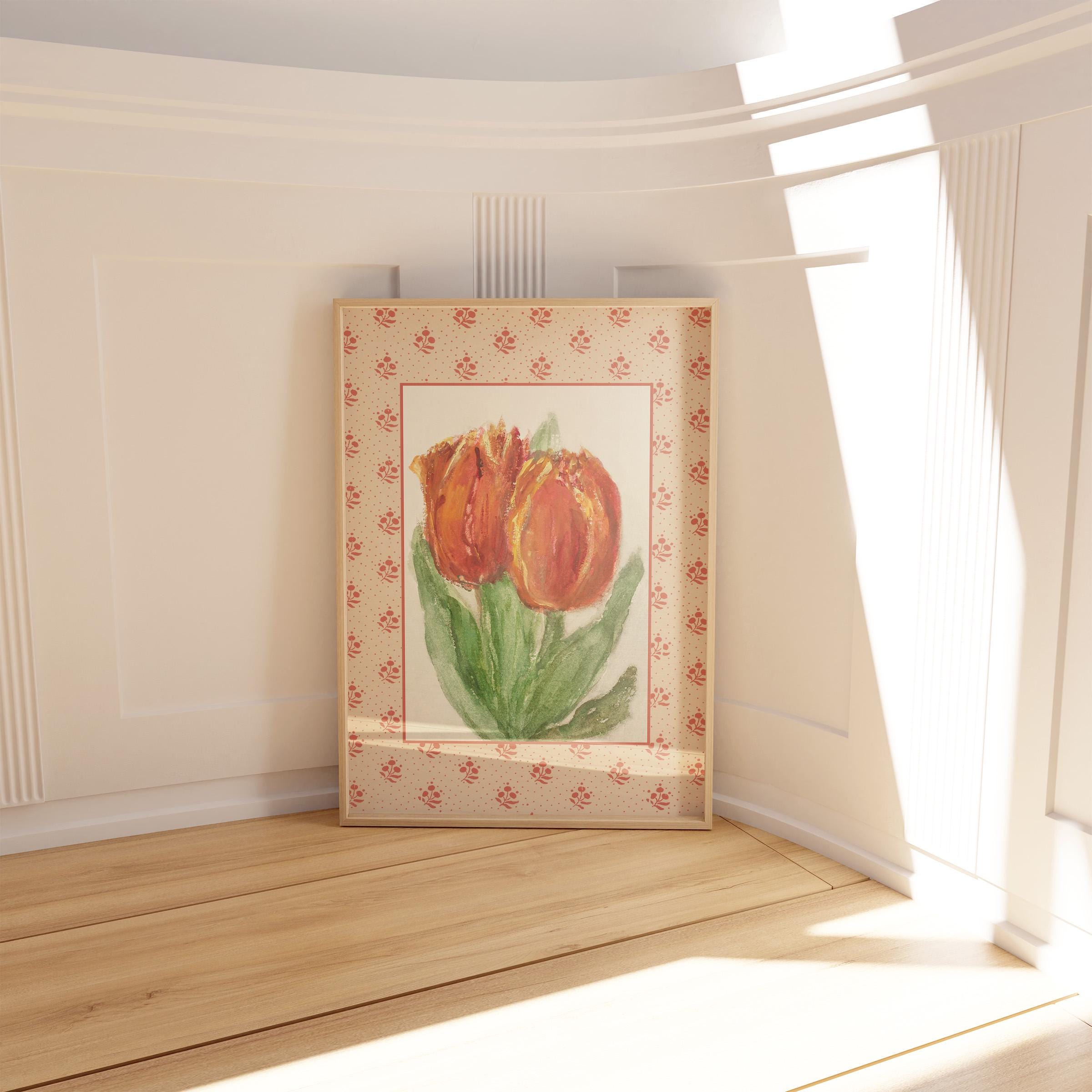 Tulip Decor, Wall Decor, Digital Floral Art, Digital Art Prints, Floral Vintage Art, Vintage Aesthetic Art, Southern Style