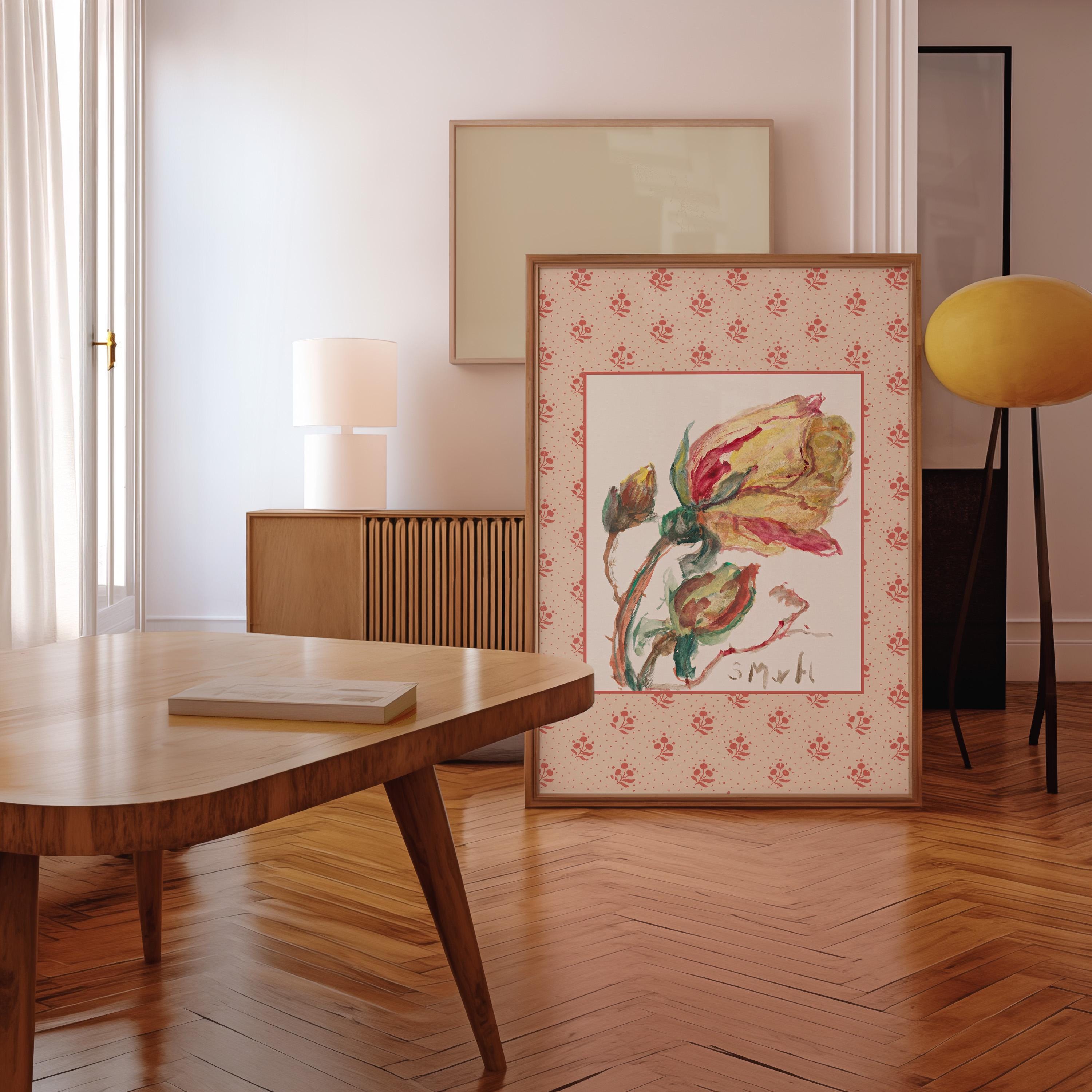 Rose Wall Decor, Rose Floral Art, Digital Prints, Floral Vintage Art, Vintage Aesthetic Art, Southern Style, Patterned Floral Art