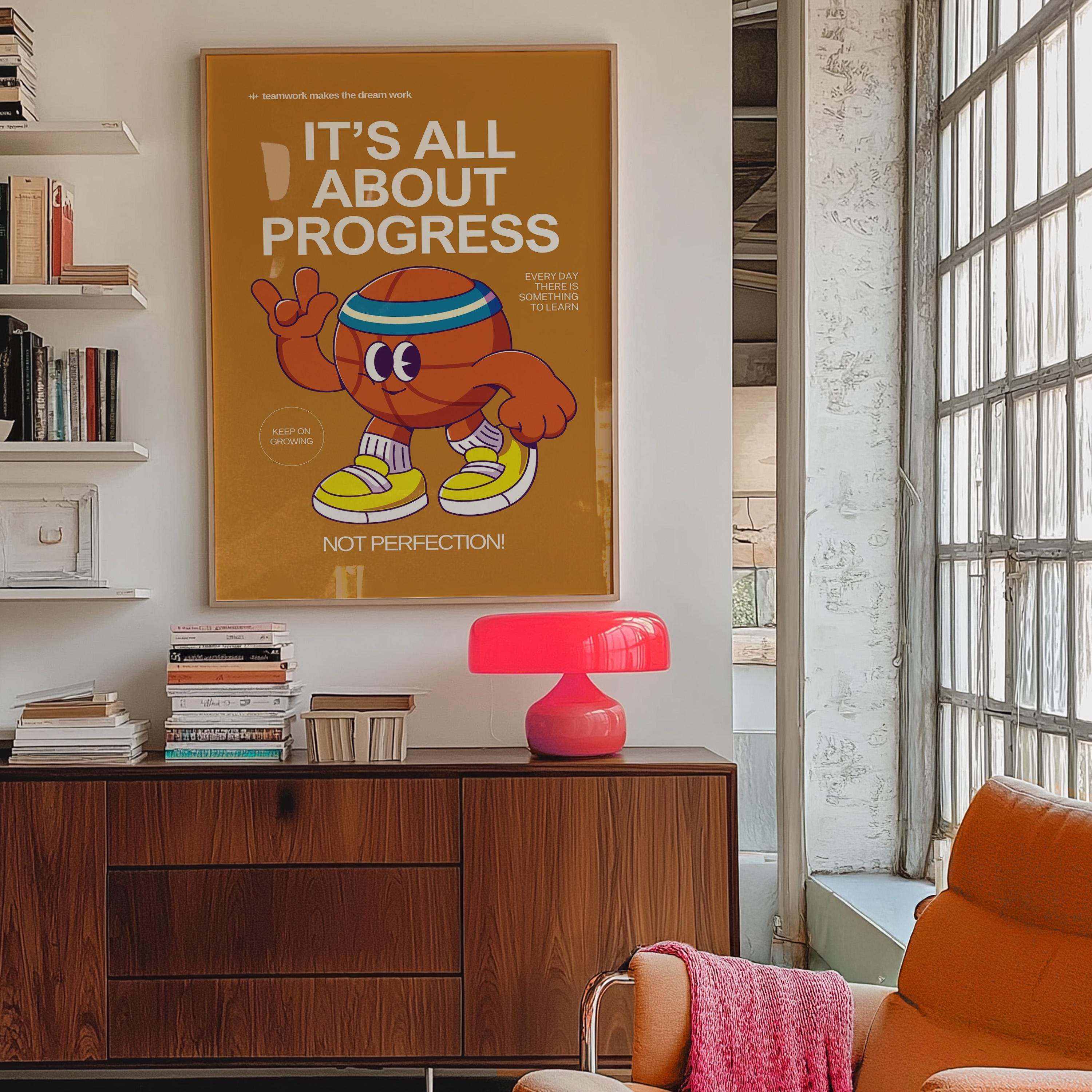 Retro Sports Print, Sports Wall Print, Cute Wall Art, Retro Cartoon Poster, Kid Art, Cartoon Print, Kid Art, Classroom Decor, Basketball