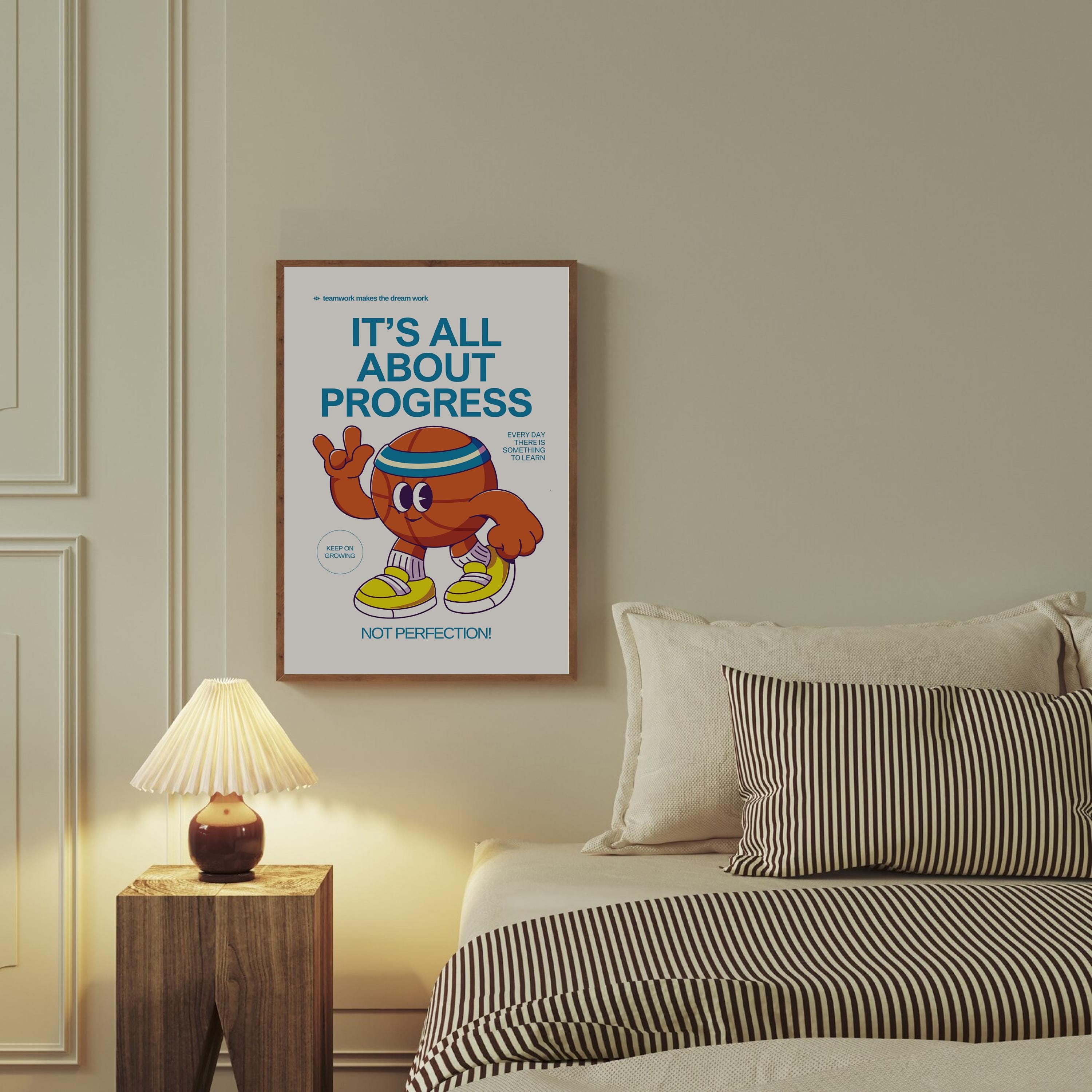 Retro Basketball Sports Prints, Sports Art Poster, Wall Prints, Basketball Decor Gift for Sports Lover Wall Art, Classroom teamwork art