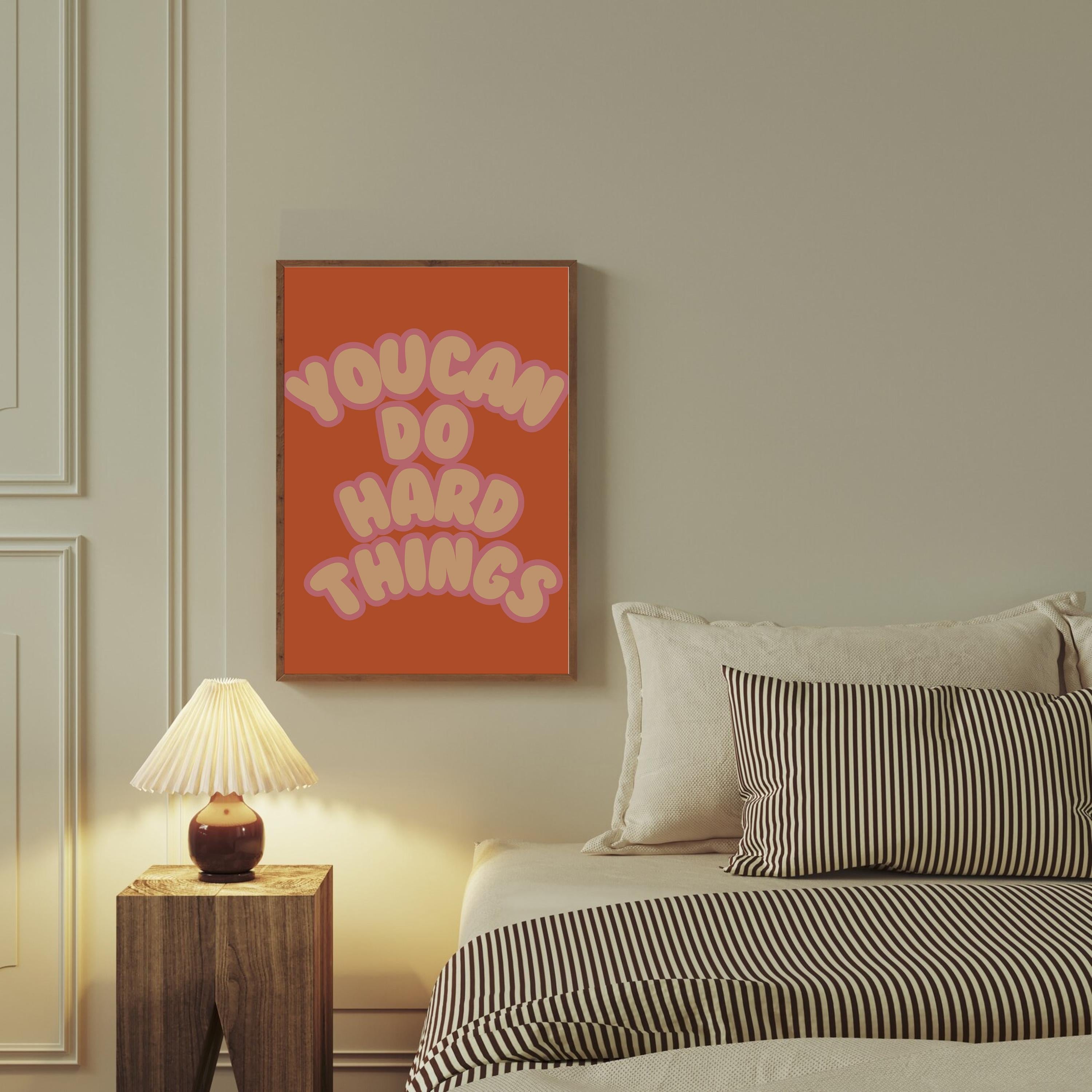 Classroom Art, Kids Room Art, Downloadable art, Positive Art, Hard things art print, Trendy Posters, Cute Positive Art, Orange and Pink Art