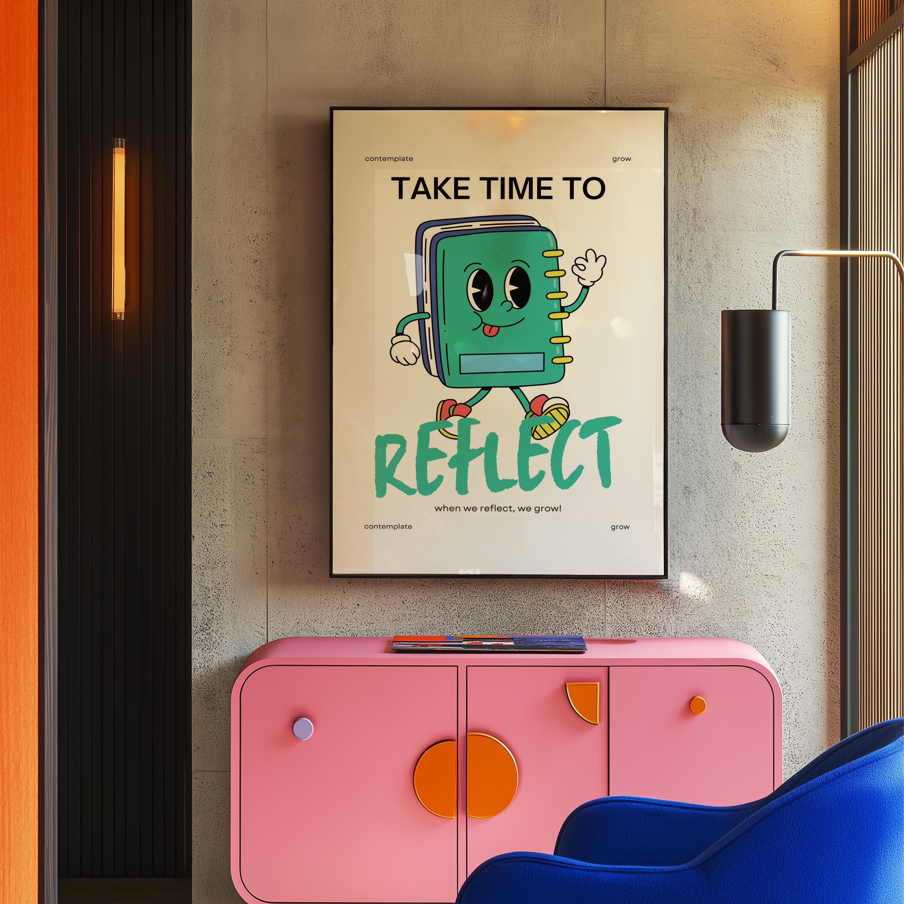 Retro Inspiration Art, Classroom Art, Cute Vintage Art, Reflection Art print, Kids Mascot Print, Meditation Art, Journaling Prints
