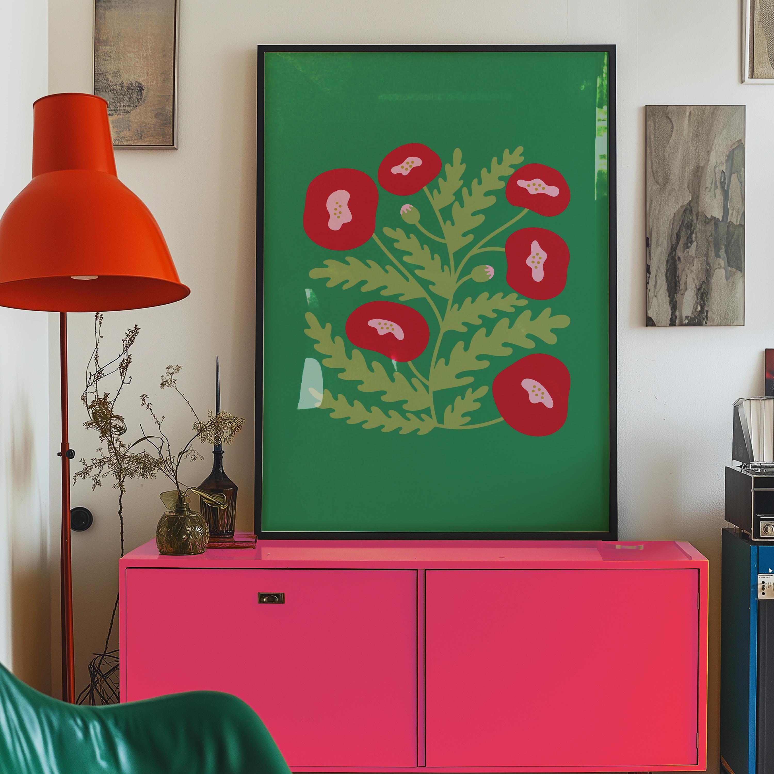 Abstract Green Botanical Digital Art Print