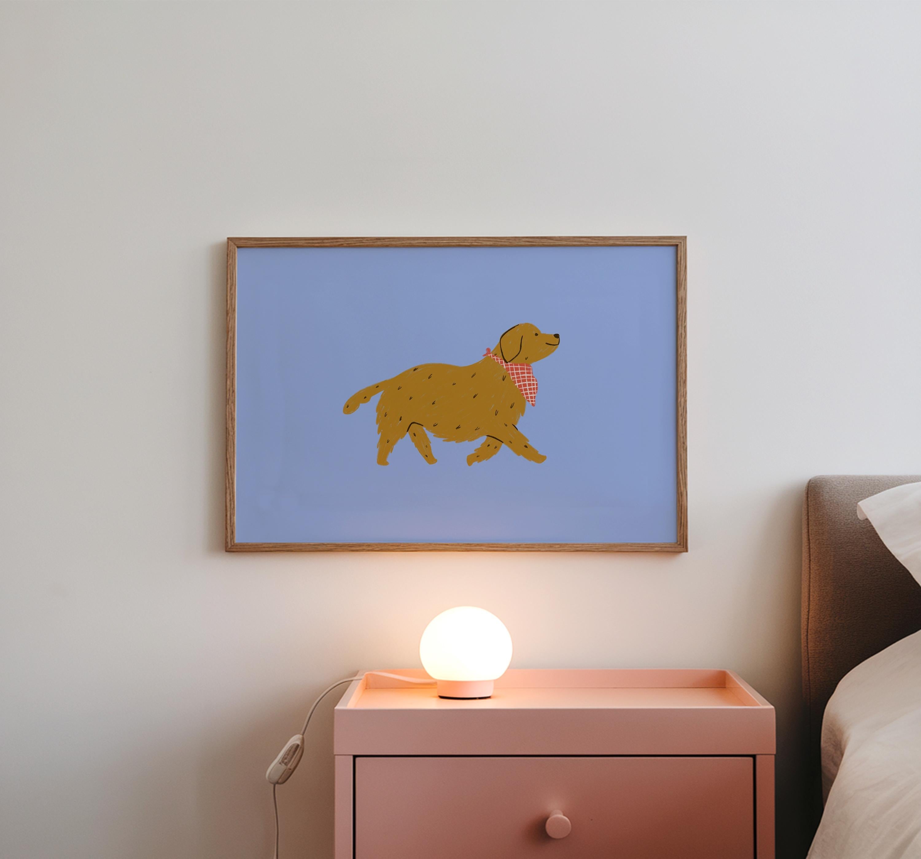 Golden Retriever Art, Dog Poster, Dog Wall Art, Modern, Pop Art, Gallery Wall Art Print, Dog Digital Download, Dog Decor, Maximalist Art