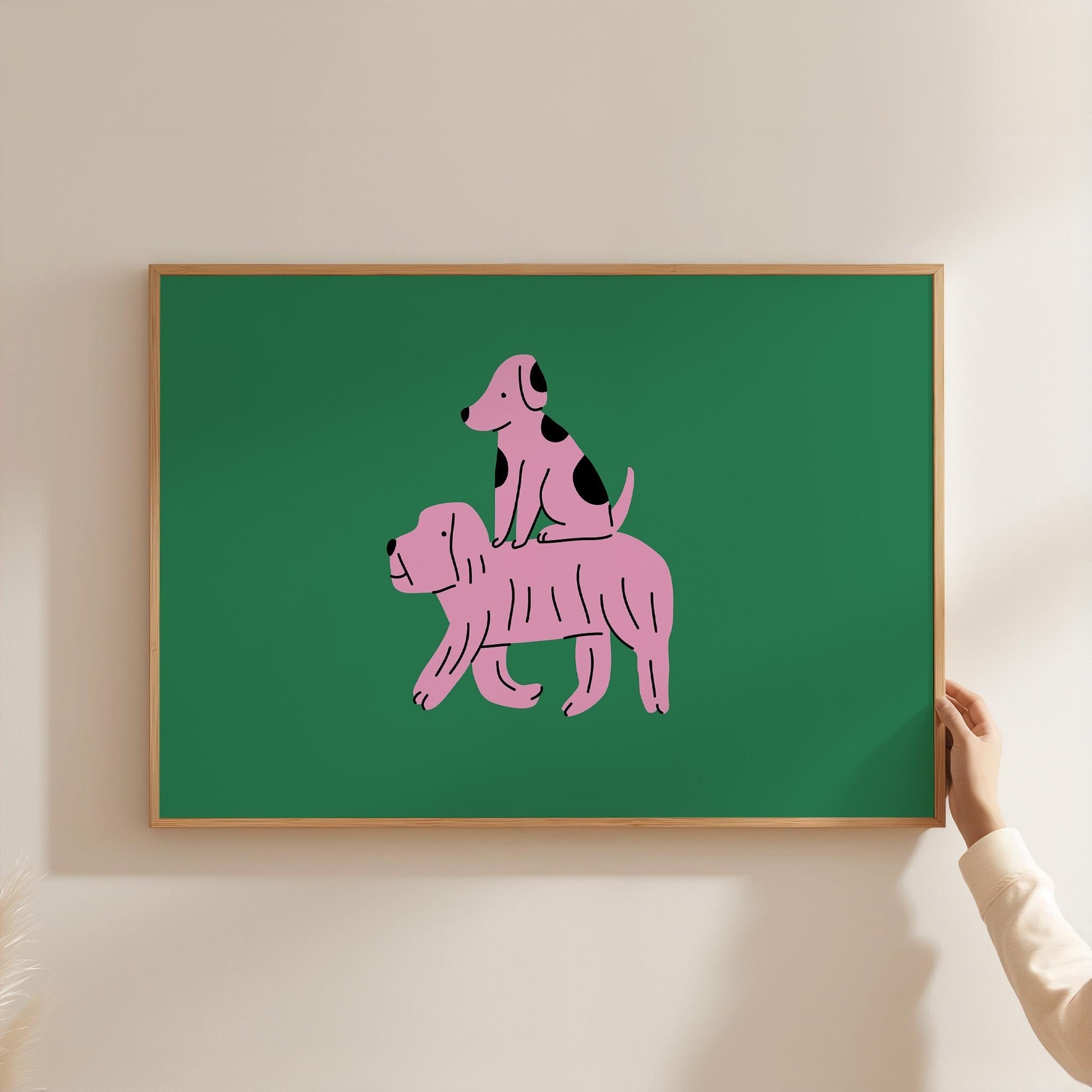 Pink and Green Dog Art, Dog Poster, Dog Wall Art, Modern, Pop Art, Gallery Wall Art Print, Dog Digital Download, Dog Decor, Maximalist Art