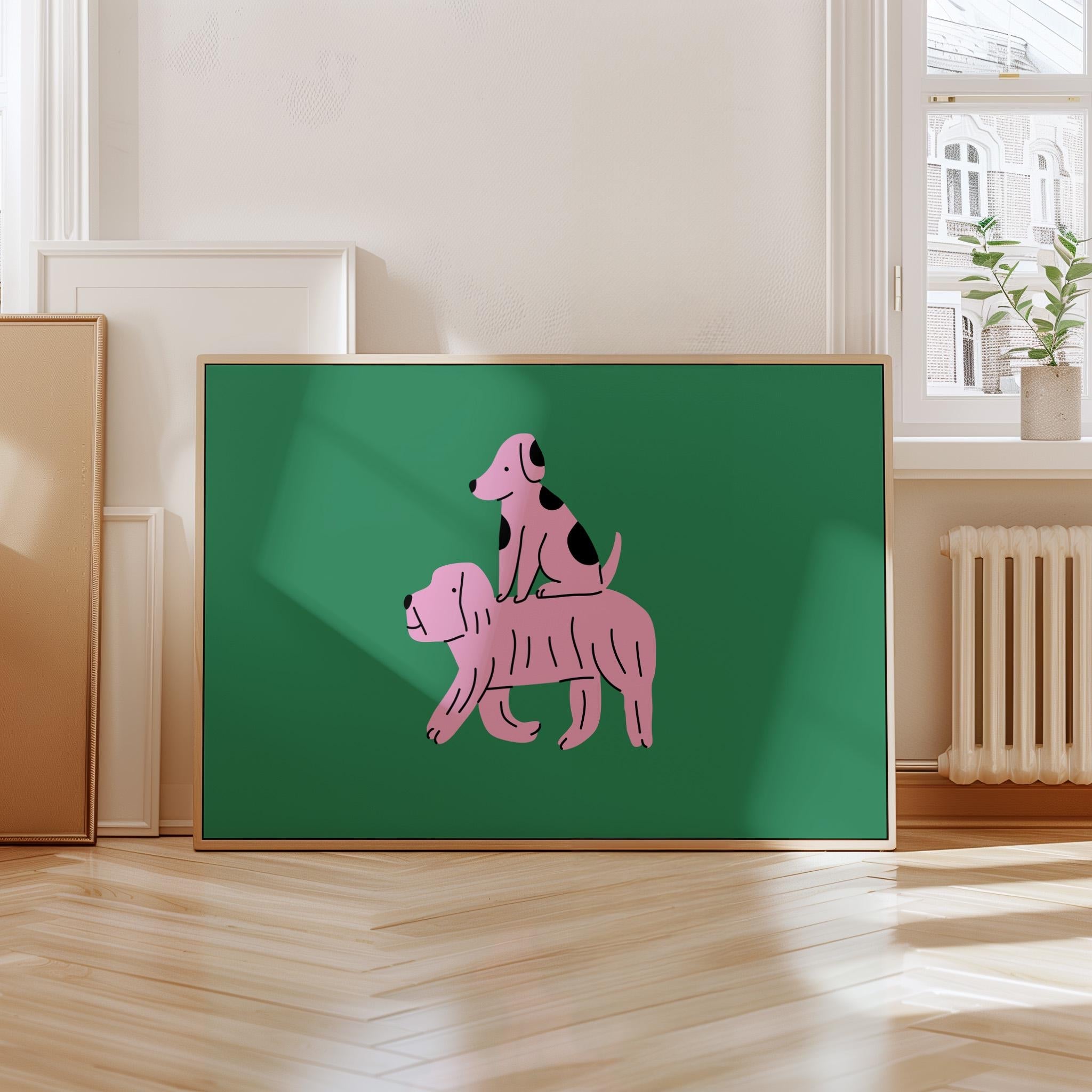 Pink and Green Dog Art, Dog Poster, Dog Wall Art, Modern, Pop Art, Gallery Wall Art Print, Dog Digital Download, Dog Decor, Maximalist Art