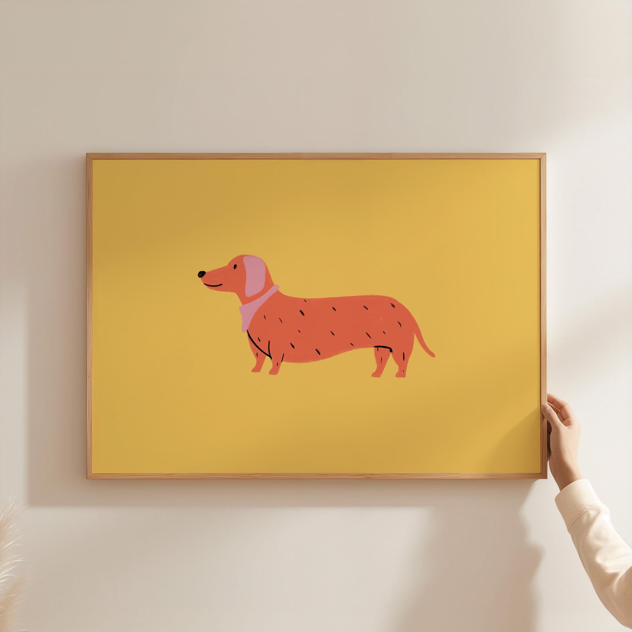 Dachshund Art, Dog Poster, Dog Wall Art, Modern, Pop Art, Gallery Wall Art Print, Dog Digital Download, Dog Decor, Maximalist Art