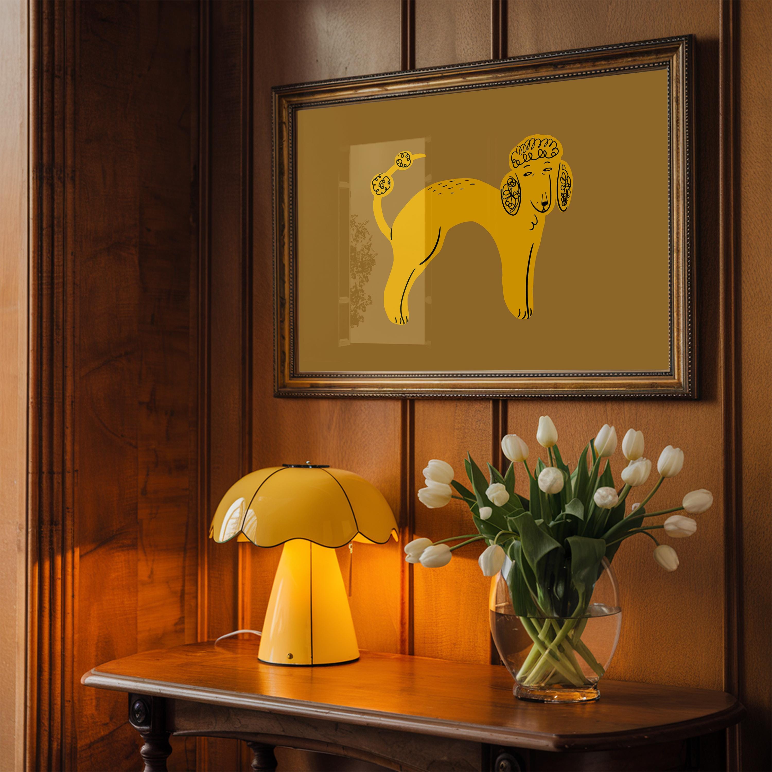 Poodle Art, Dog Poster, Dog Wall Art, Modern, Yellow Pop Art, Gallery Wall Art Print, Dog Digital Download, Dog Decor, Maximalist Art