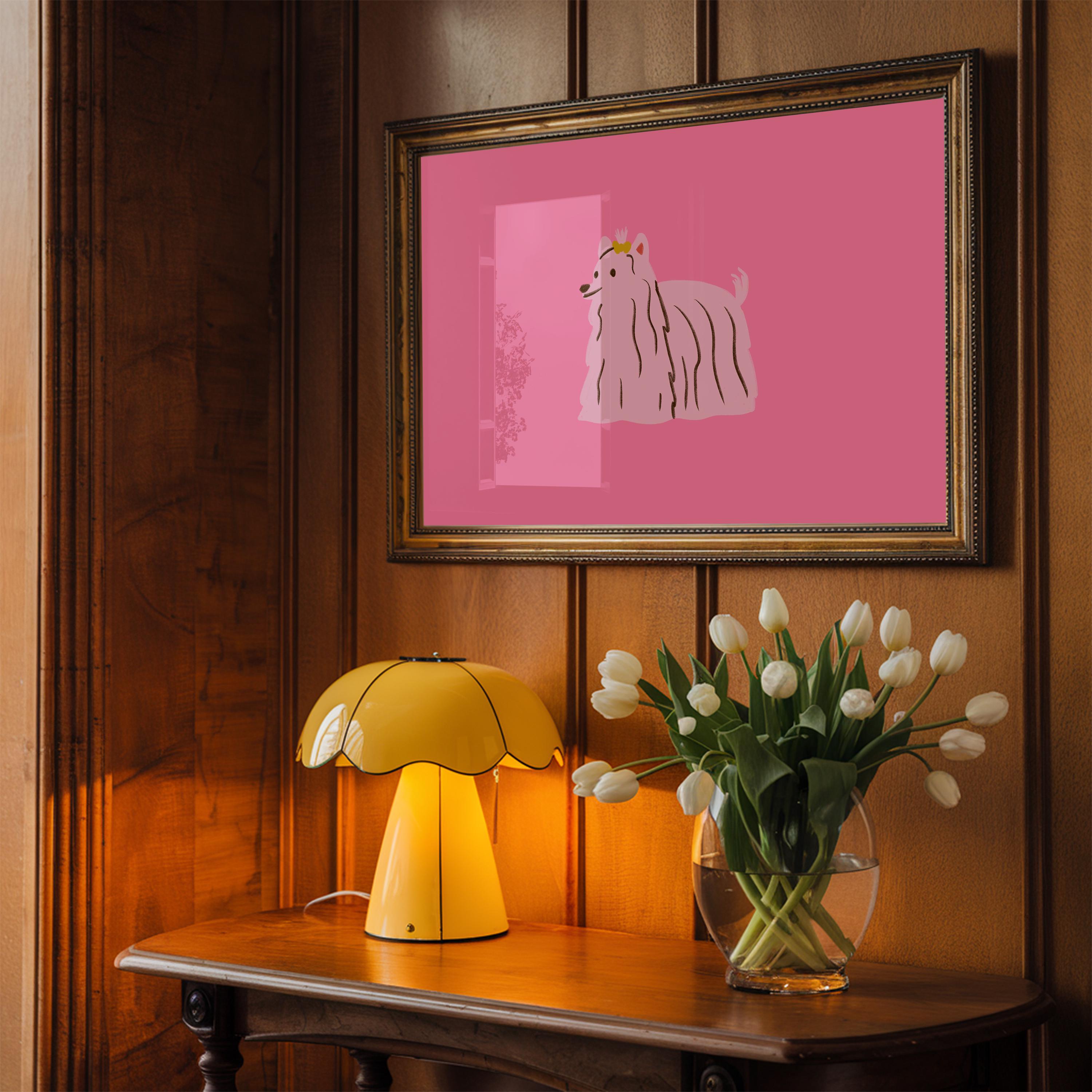 Pink Dog Art Print | Modern Pop Art Poster | Colorful Dog Wall Decor | Digital Download for Gallery Walls & Maximalist Home Decor