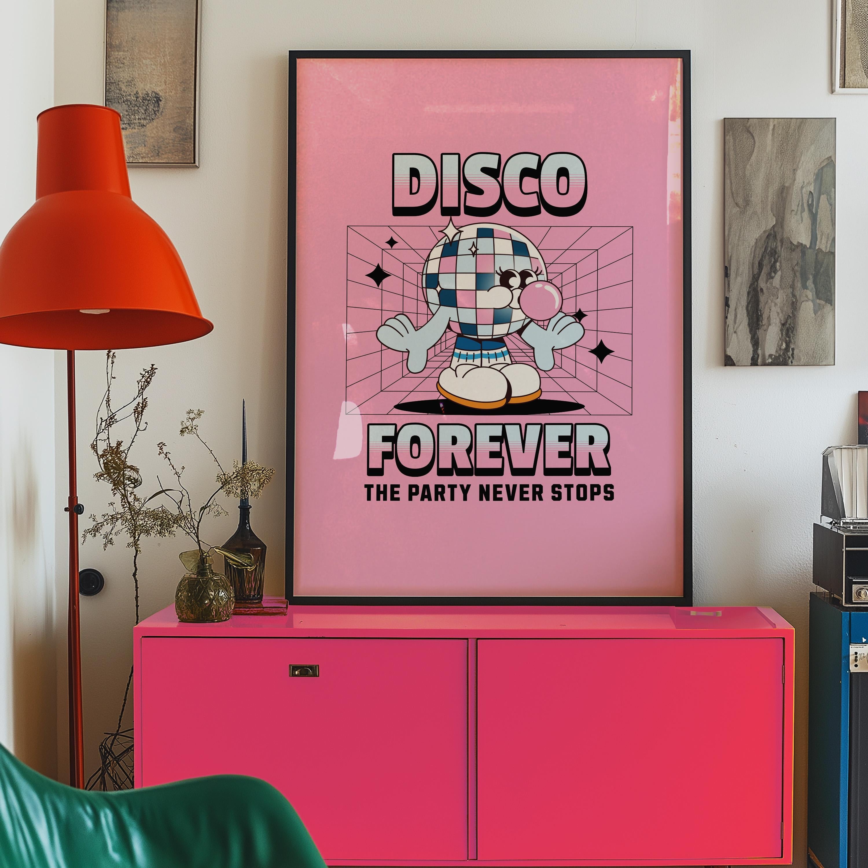 Disco Print, Disco Poster, Trendy Wall Art, Preppy Bar Cart Art, Disco Ball Print, Printable Art, Retro Wall Decor, Trendy Retro 70s Decor