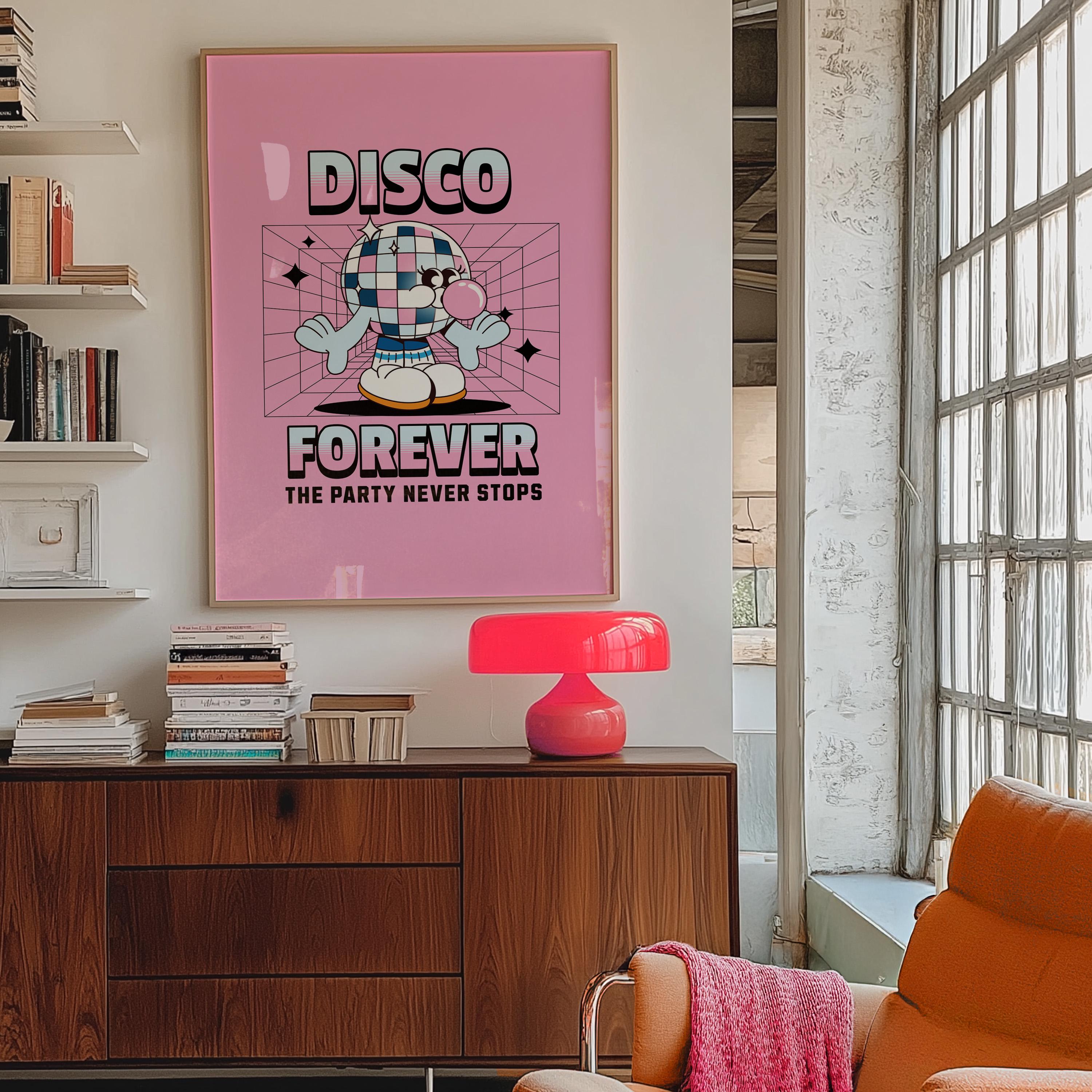 Disco Print, Disco Poster, Trendy Wall Art, Preppy Bar Cart Art, Disco Ball Print, Printable Art, Retro Wall Decor, Trendy Retro 70s Decor