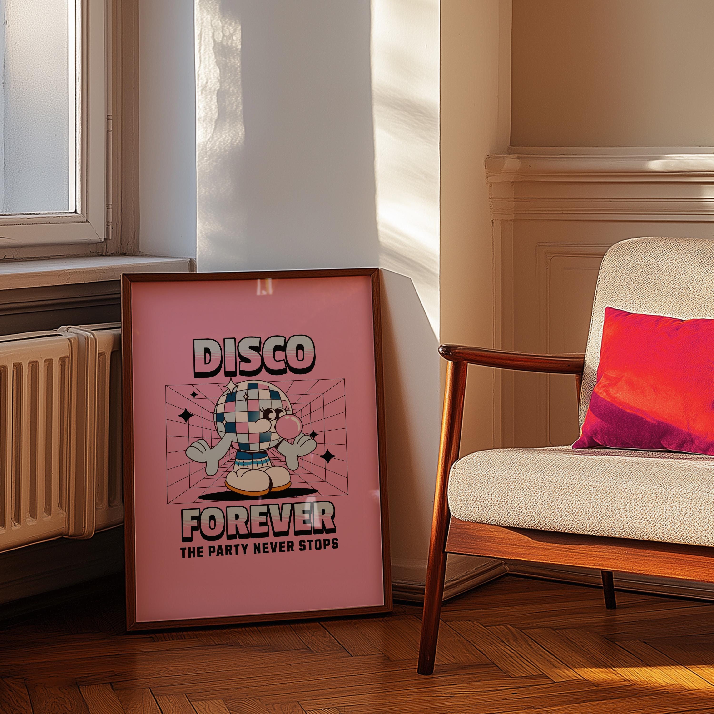 Disco Print, Disco Poster, Trendy Wall Art, Preppy Bar Cart Art, Disco Ball Print, Printable Art, Retro Wall Decor, Trendy Retro 70s Decor