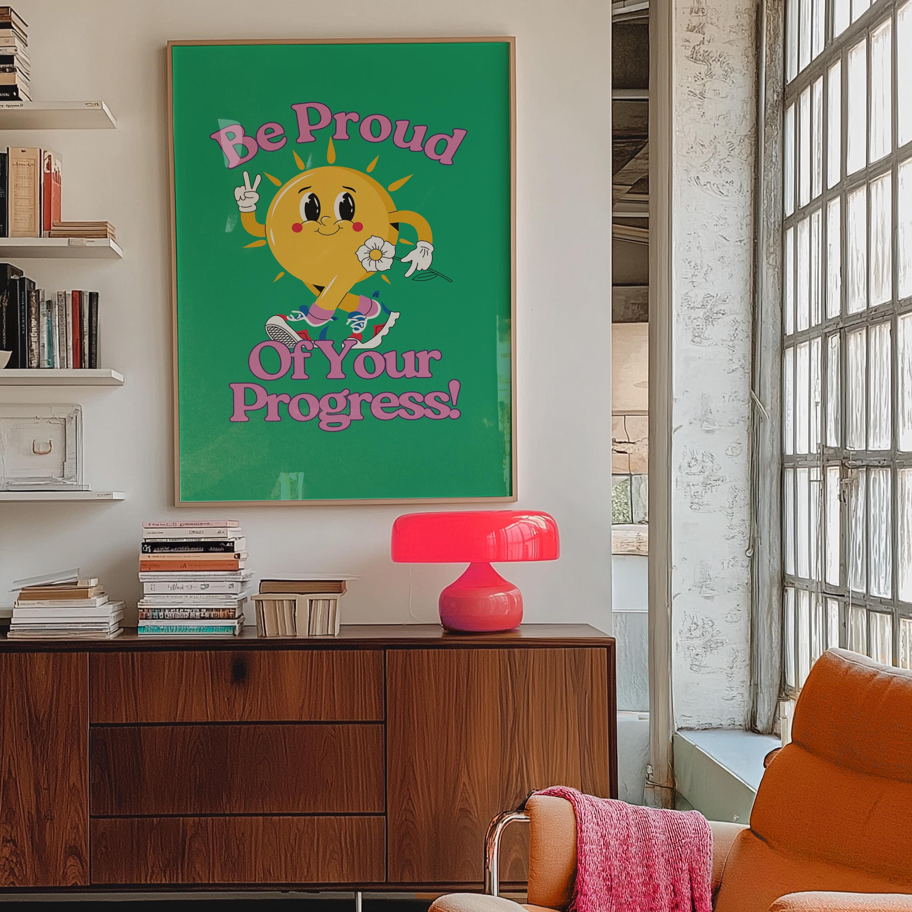 Classroom Art, Kids Room Art, Downloadable Print, Cartoon Art, Be Proud Posters, Trendy Posters, Vintage Mascot Art, Cute Positive Poster