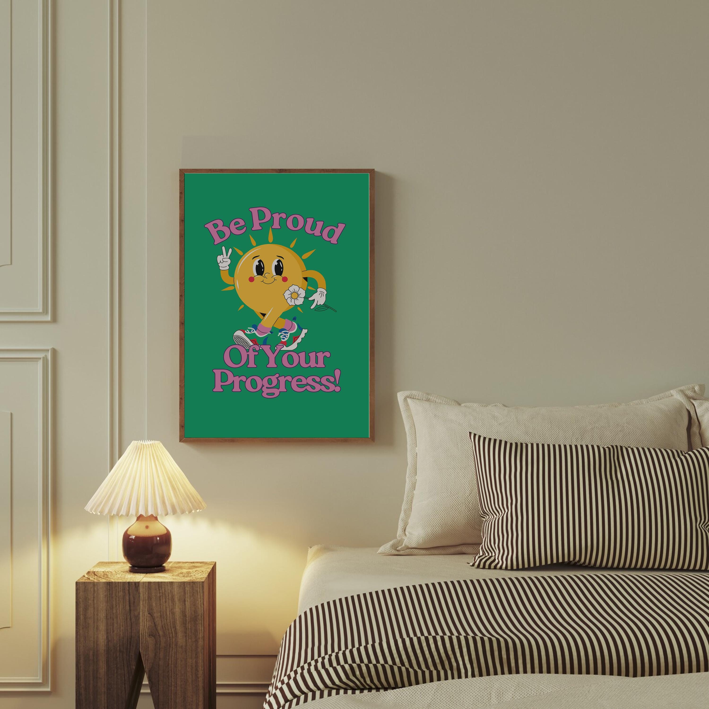 Classroom Art, Kids Room Art, Downloadable Print, Cartoon Art, Be Proud Posters, Trendy Posters, Vintage Mascot Art, Cute Positive Poster