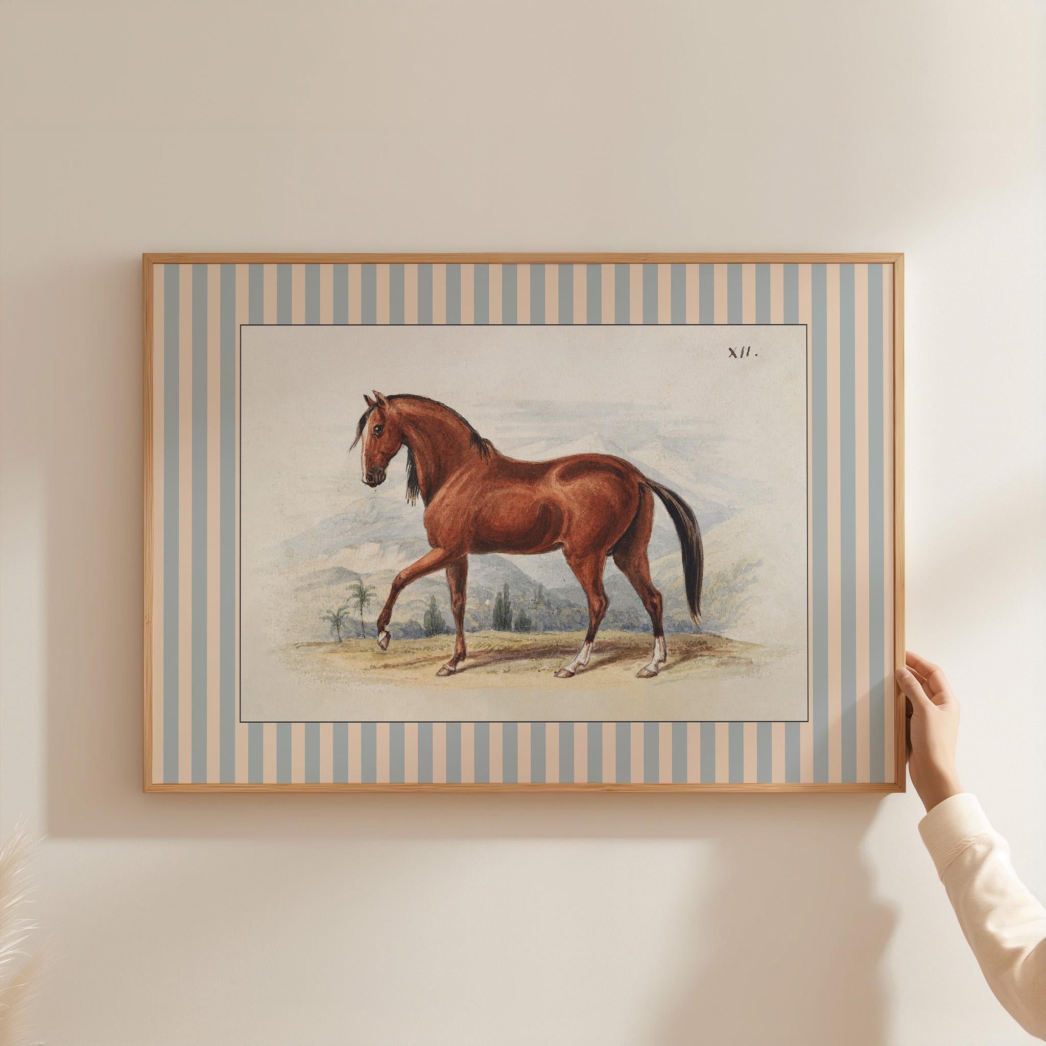 Horse Art Print | Vintage Nursery Decor, Equestrian Wall Art for Boys Room, Horse Lover Gift, Digital Download Painting, Horse Decor