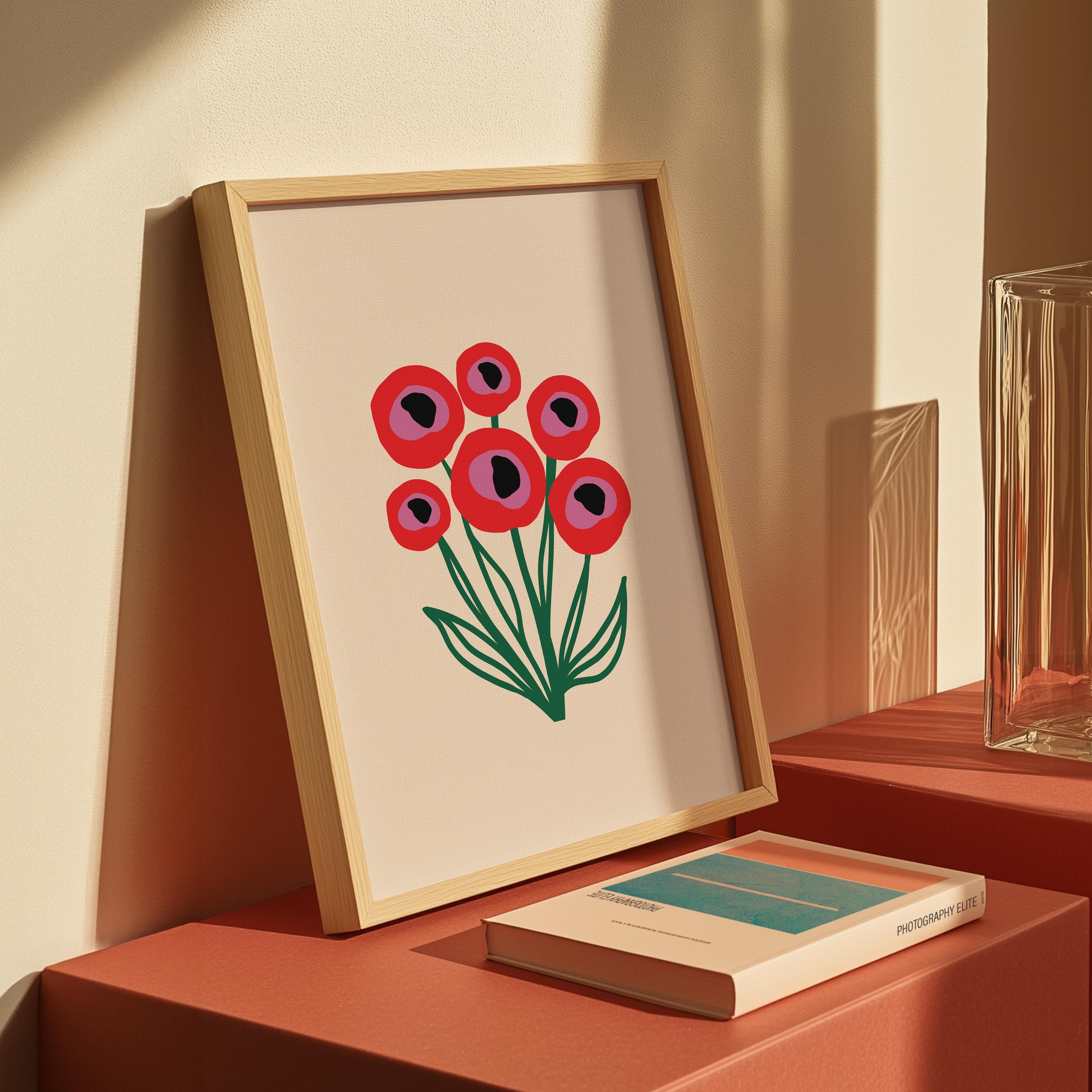 Bouquet of Flowers, Floral Art, Bouquet of Peace, Floral Decor, Colorful Print, Girls Bedroom, Gift Idea, Inspirational Art, Minimalist Art