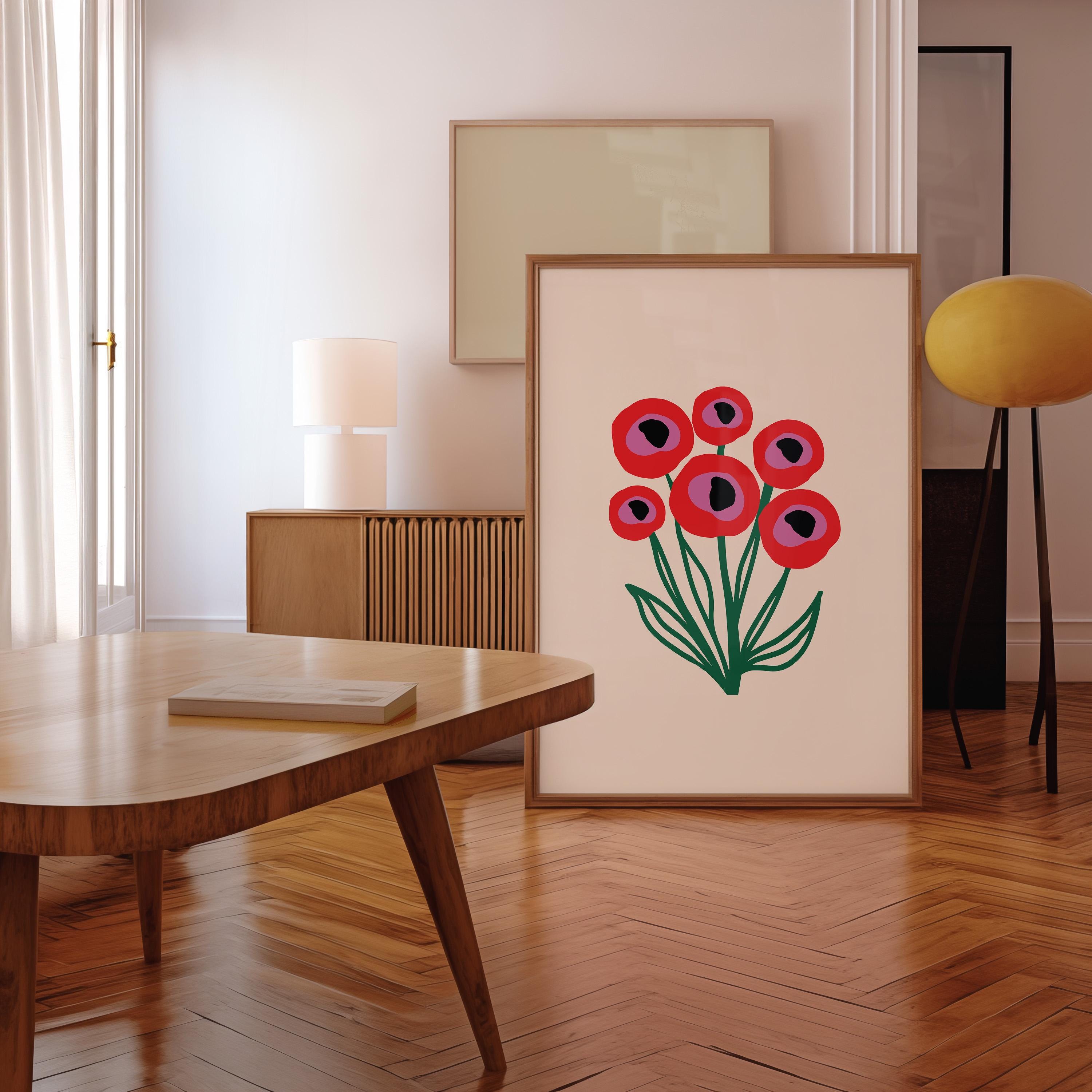 Bouquet of Flowers, Floral Art, Bouquet of Peace, Floral Decor, Colorful Print, Girls Bedroom, Gift Idea, Inspirational Art, Minimalist Art