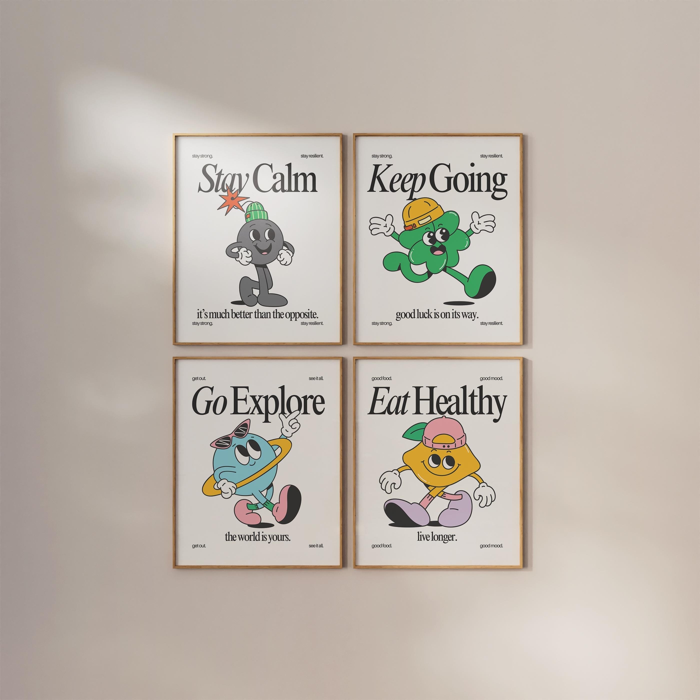 Gallery Wall Set of 4 Kids and Classroom Digital Art Prints