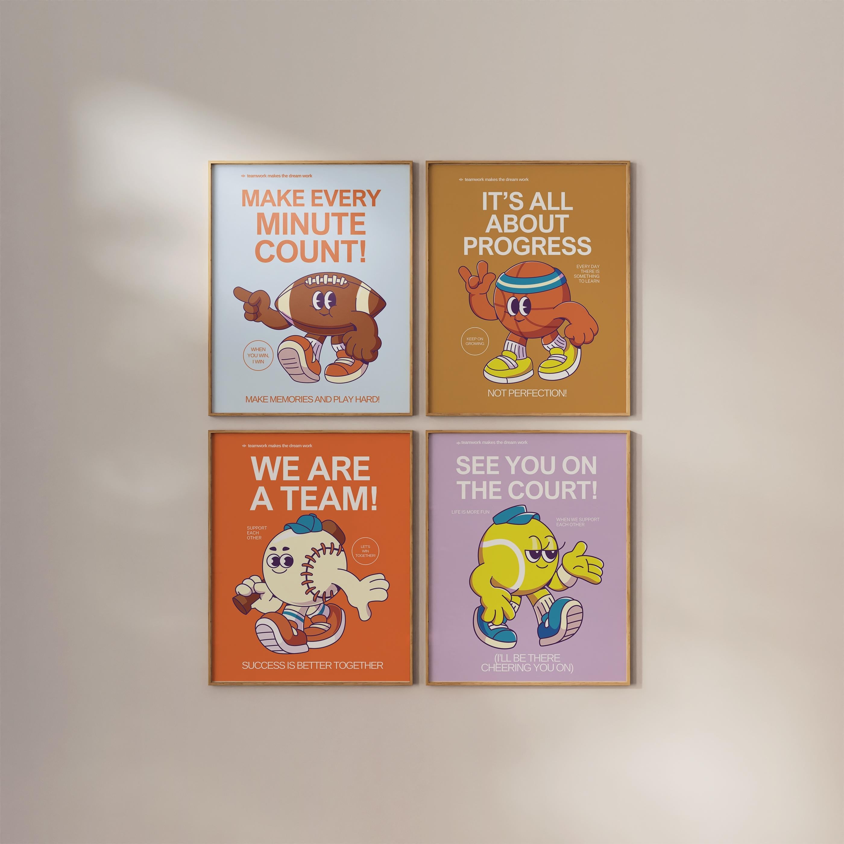 Gallery Wall Set of 4 Kids and Classroom Digital Art Prints