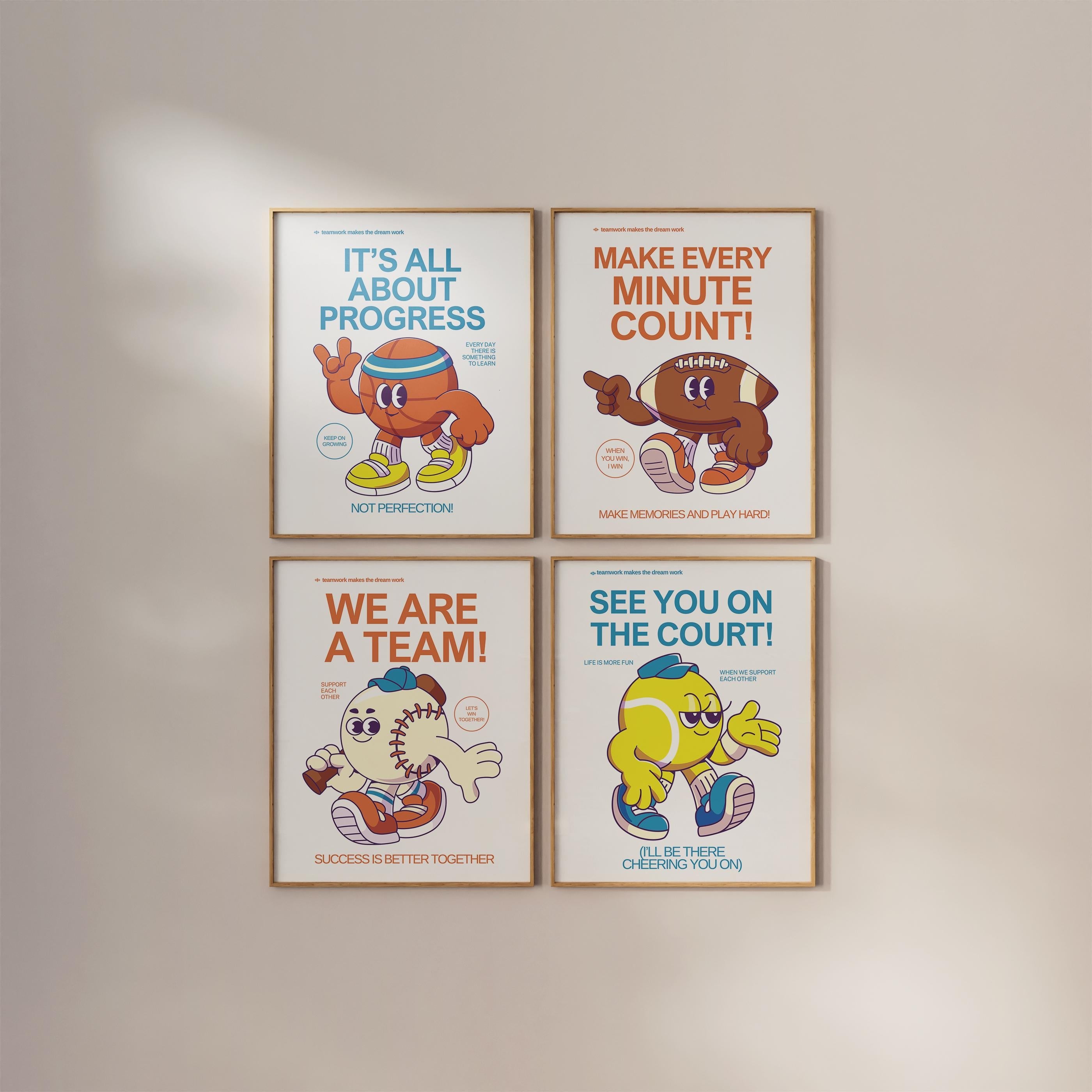 Gallery Wall Set of 4 Kids and Classroom Digital Art Prints
