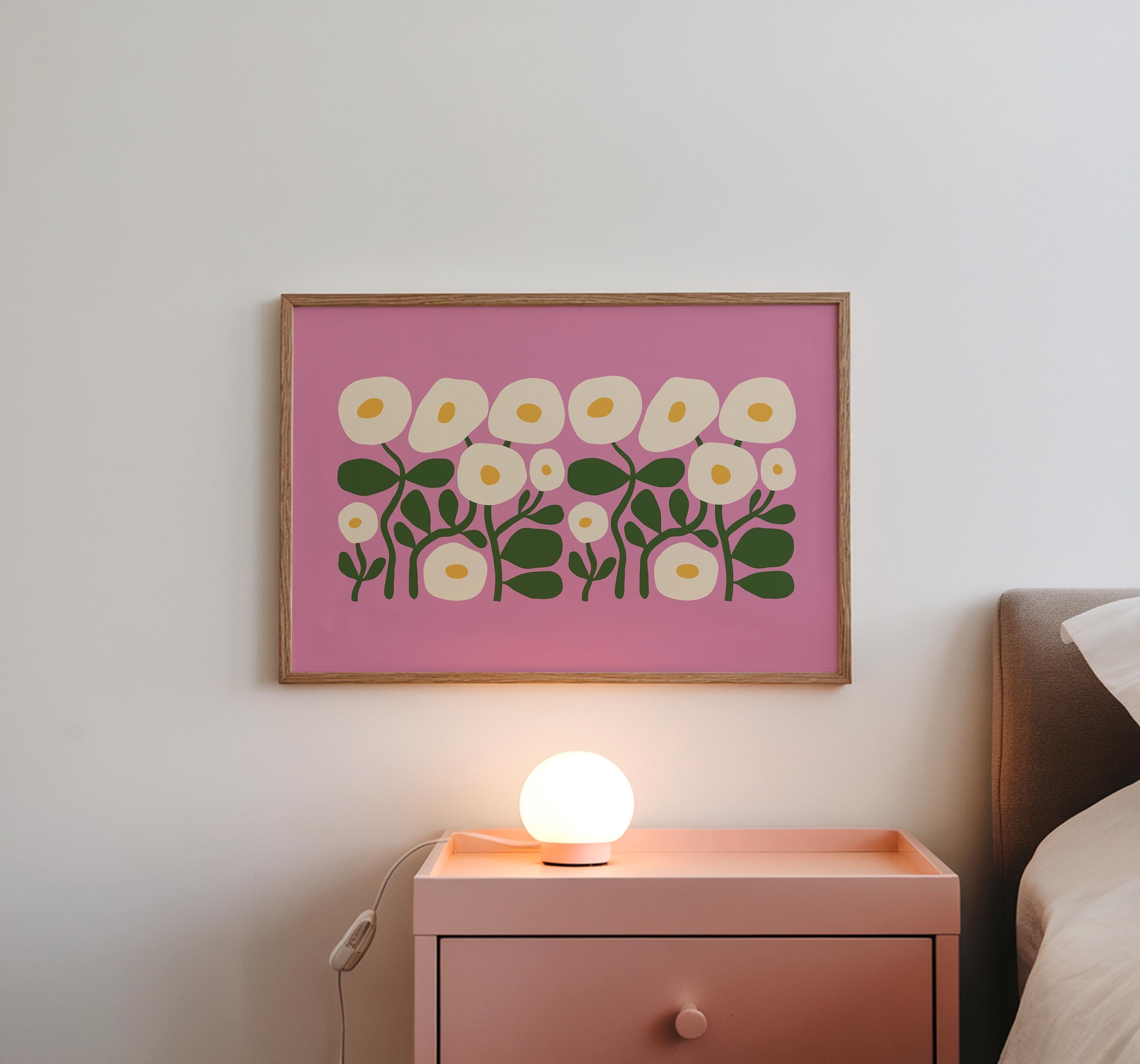 Floral Posters Set of 15, Pink & Blue Apartment Art Prints, Fun Dorm Decor, Digital Download Poster Bundle, Art Gift for Daughter