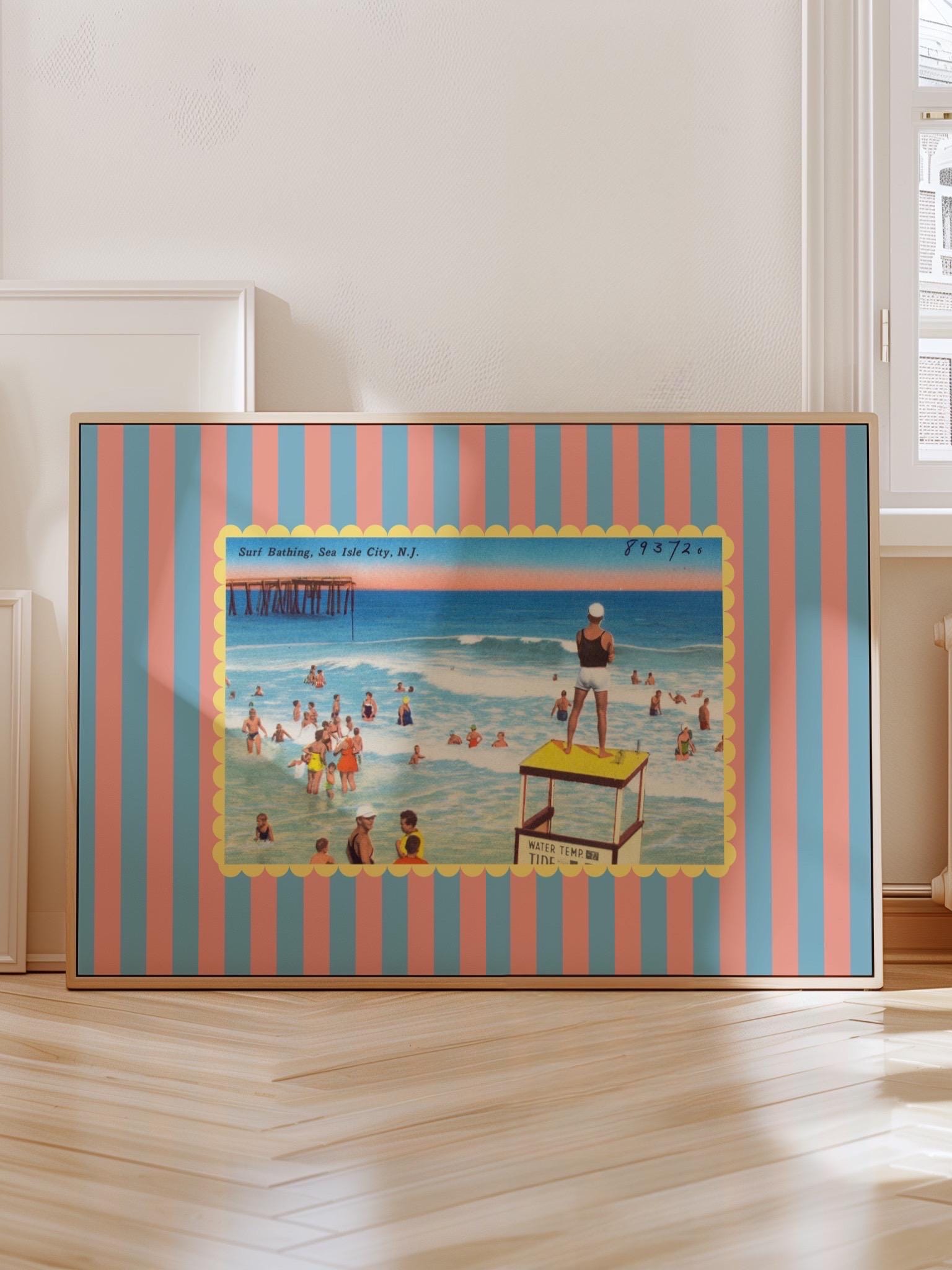 Set of 4 Vintage Beach Gallery Wall Digital Art Prints