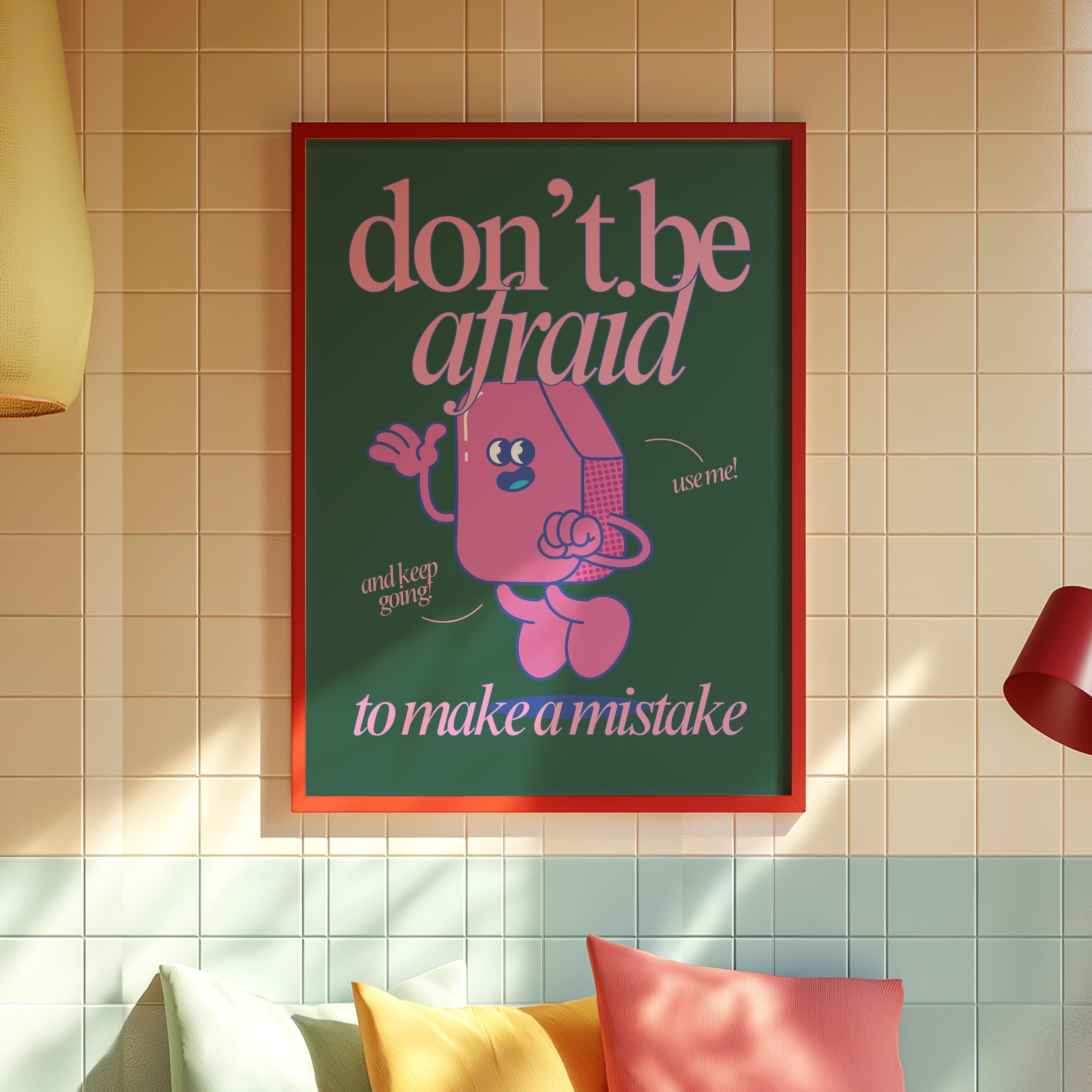 Retro Art Print, Cute Retro Character Print, Kids Room Print, Vintage Mascot Print, Trendy Posters, Positive Art, Classroom decor
