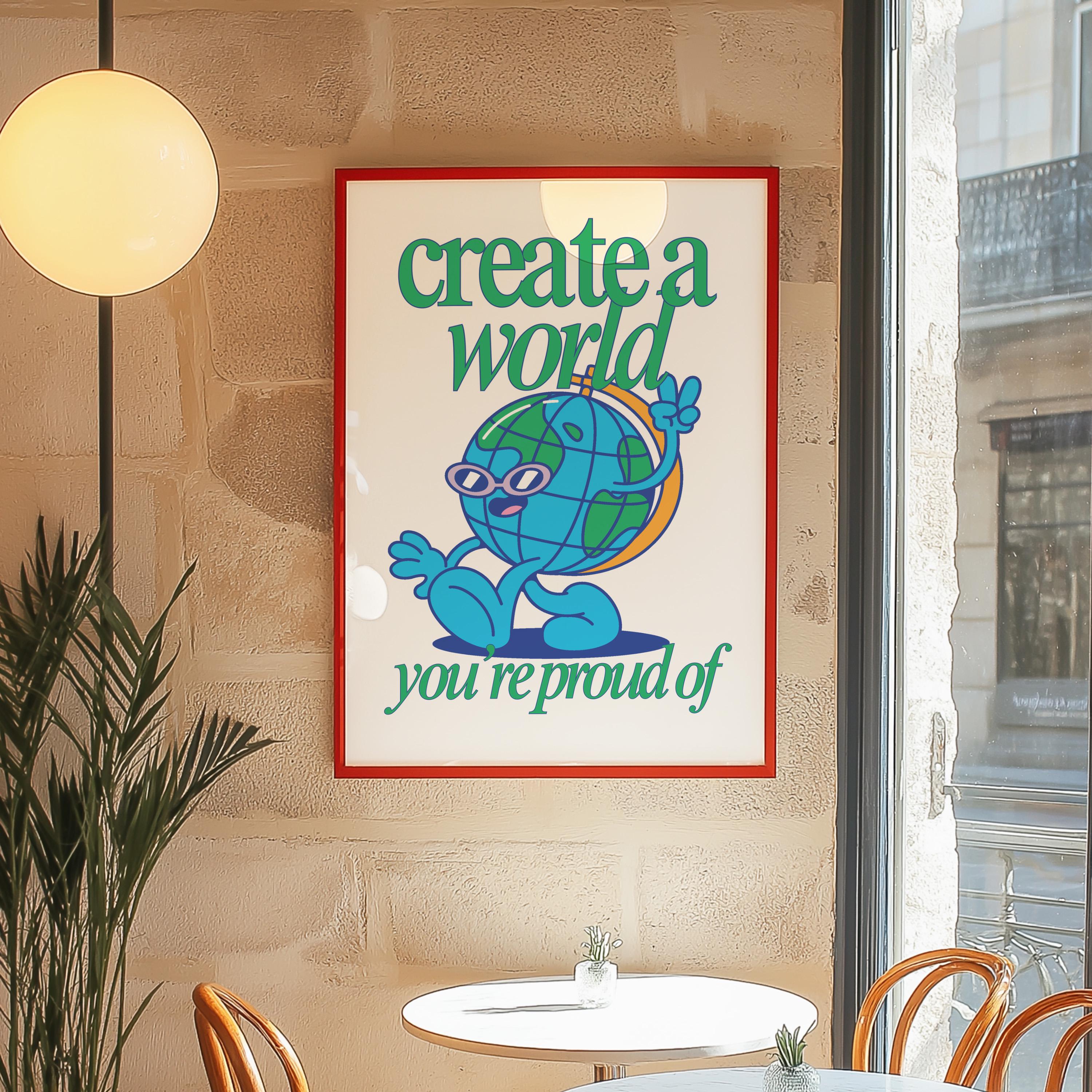 Cute Retro Character Print - Kids Room Poster, Fun Classroom Decor, Positive Vibes Wall Art, Earth & Science Art for Children