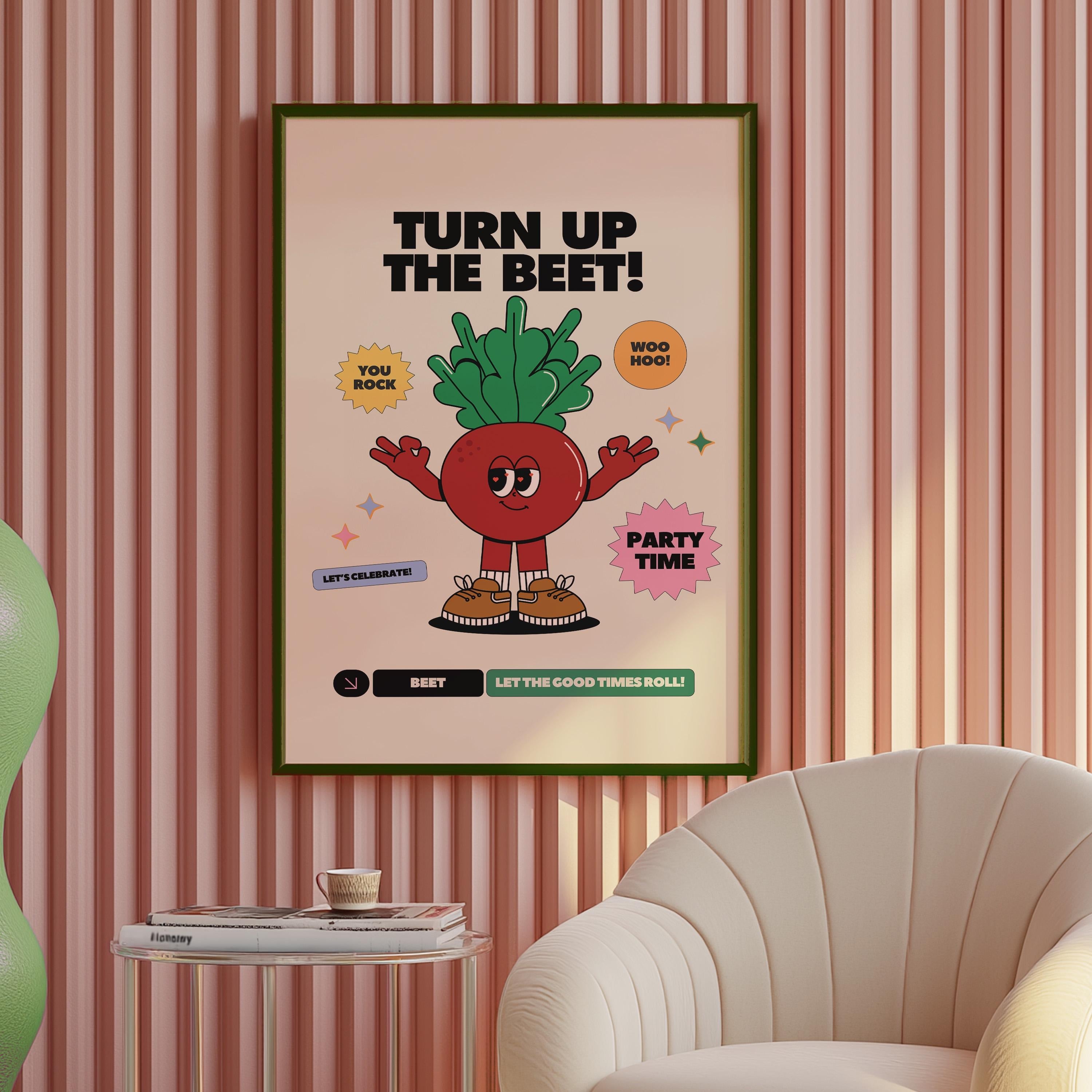Charming Retro Style Print, Retro Cartoon Art for Food Lovers, Vintage-Inspired Food Poster, Classroom Art print, Retro Poster