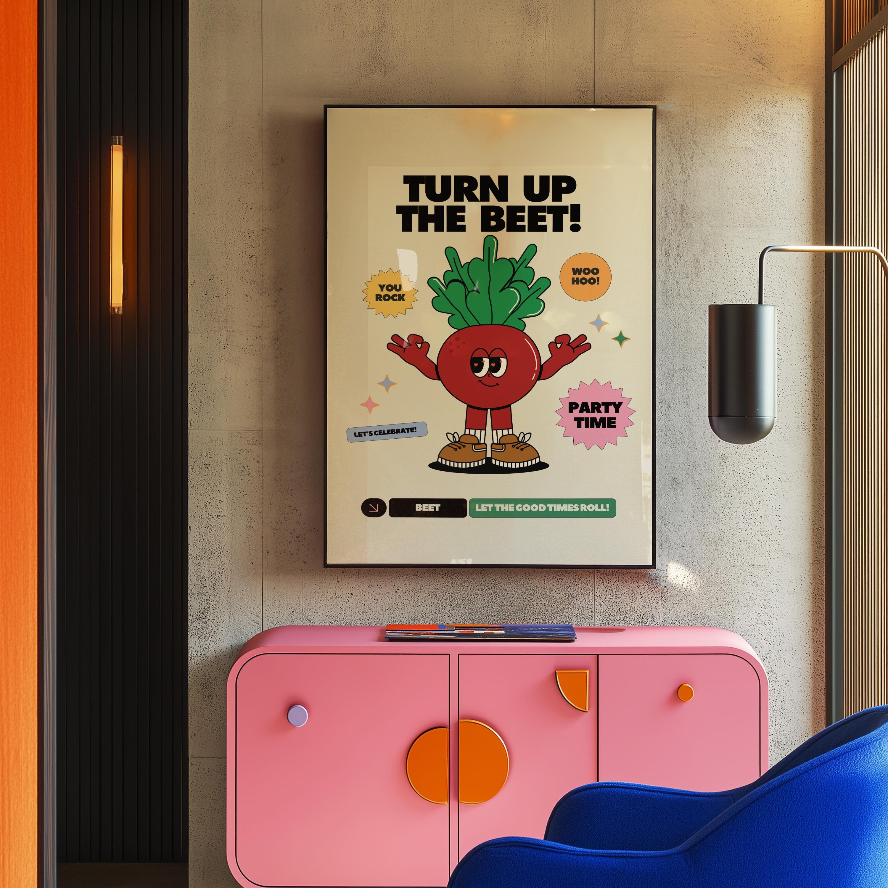 Charming Retro Style Print, Retro Cartoon Art for Food Lovers, Vintage-Inspired Food Poster, Classroom Art print, Retro Poster