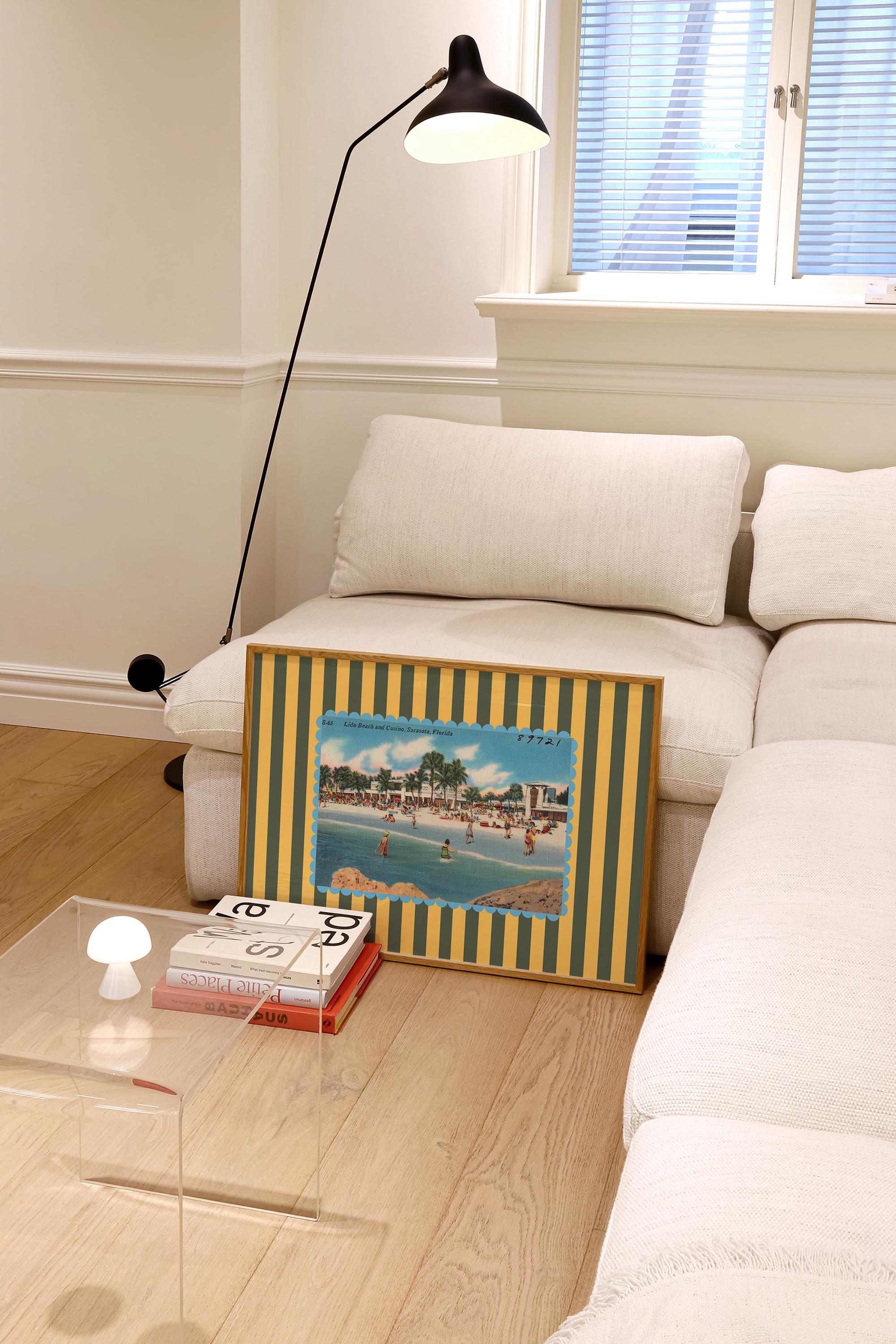 Beach Art Set of 4, Vintage Beach Art, Cape Cod Art, Trendy Striped Art, Vintage Photo Art, Vintage Art Print, Beach House Art
